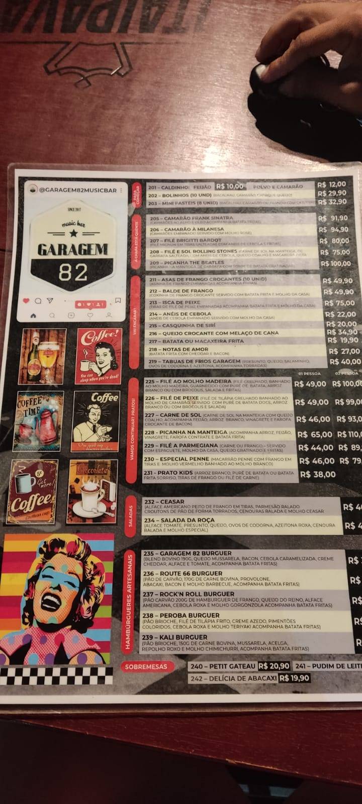 Garagem 82 Music Bar cardápio