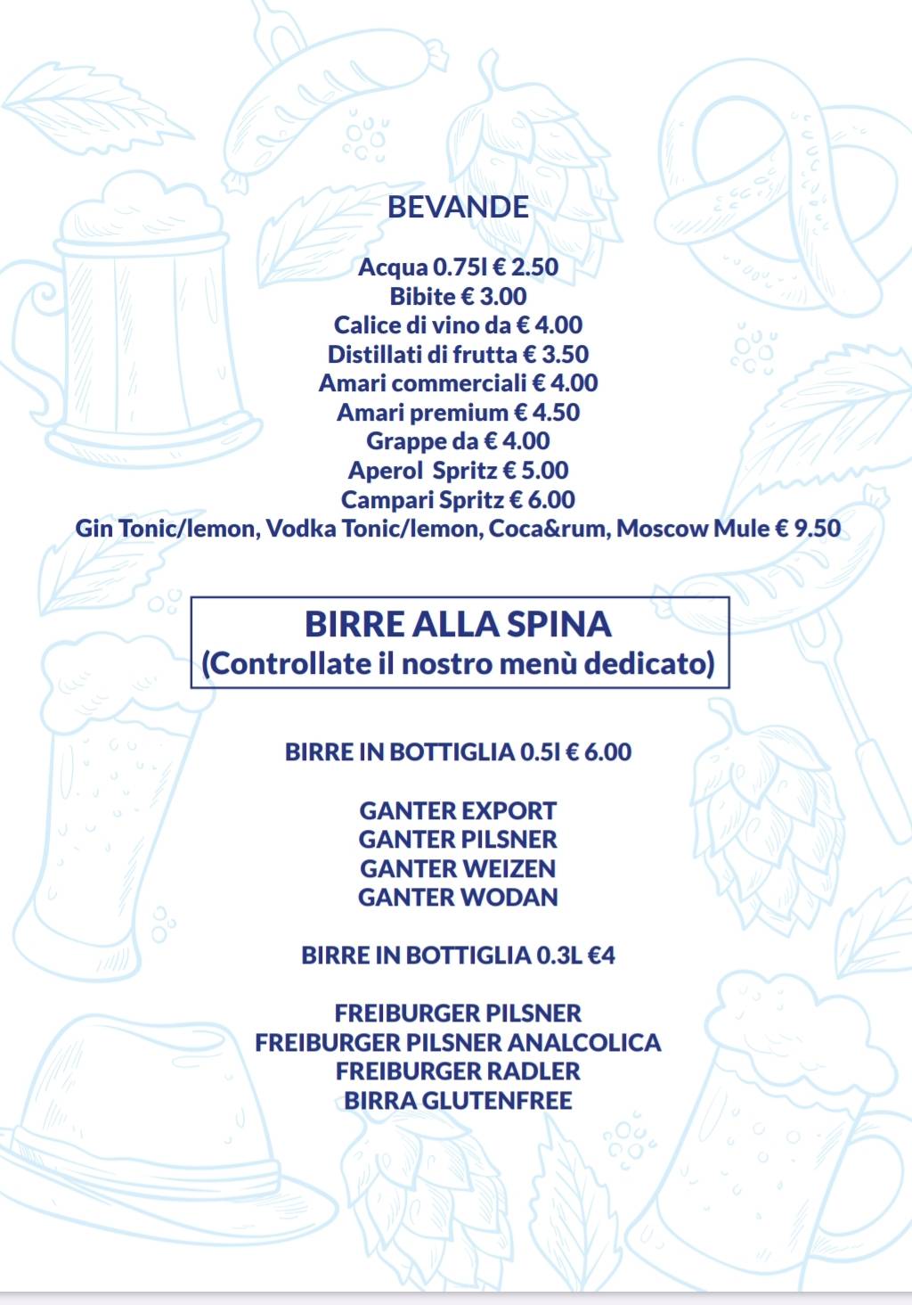 Menu di Gunther Stube 