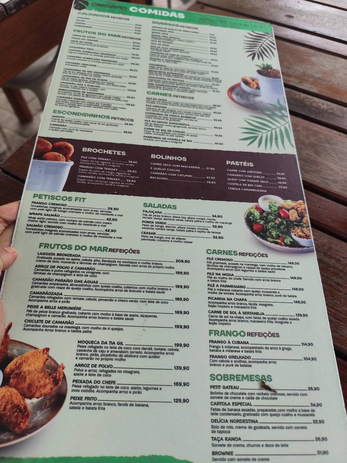 Kanoa Beach Bar cardápio