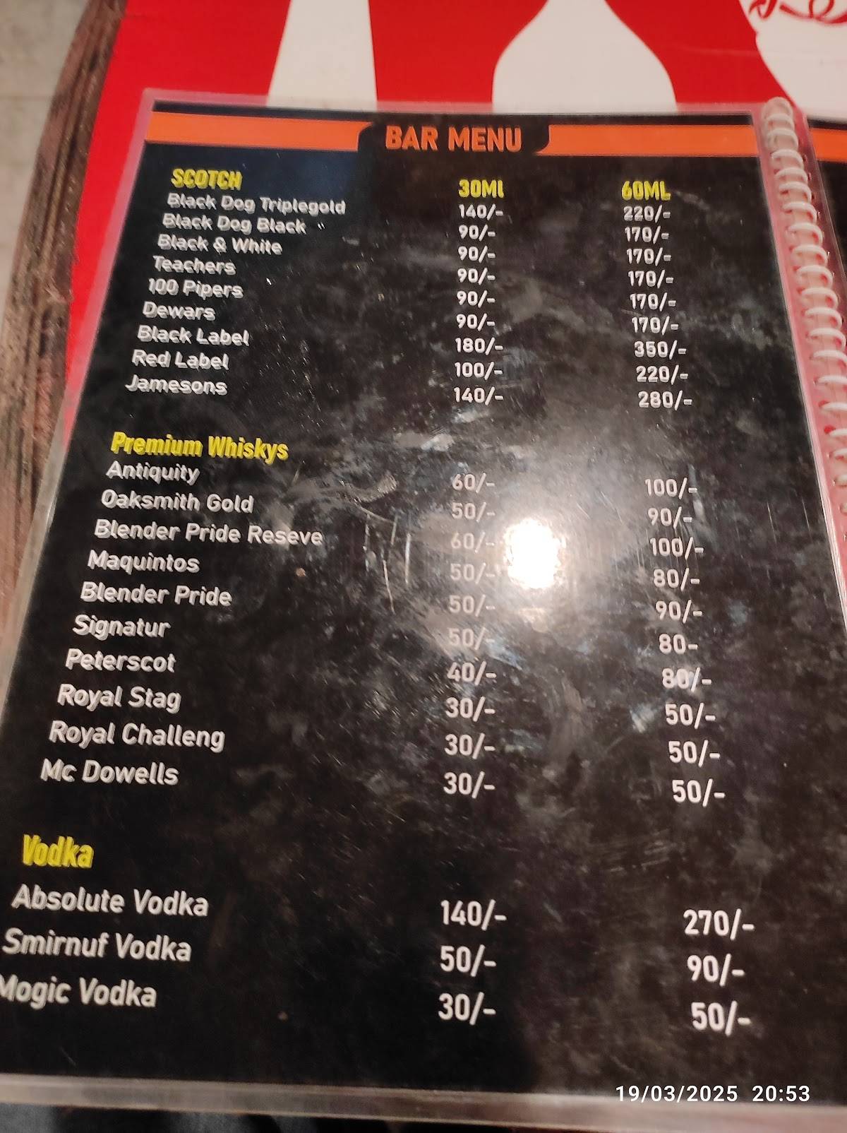 Kuttikar Bar And Restaurant menu