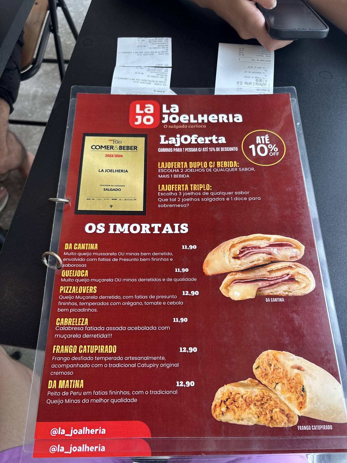 La Joelheria Copacabana cardápio