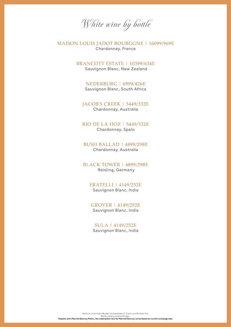 Lounge 18 menu