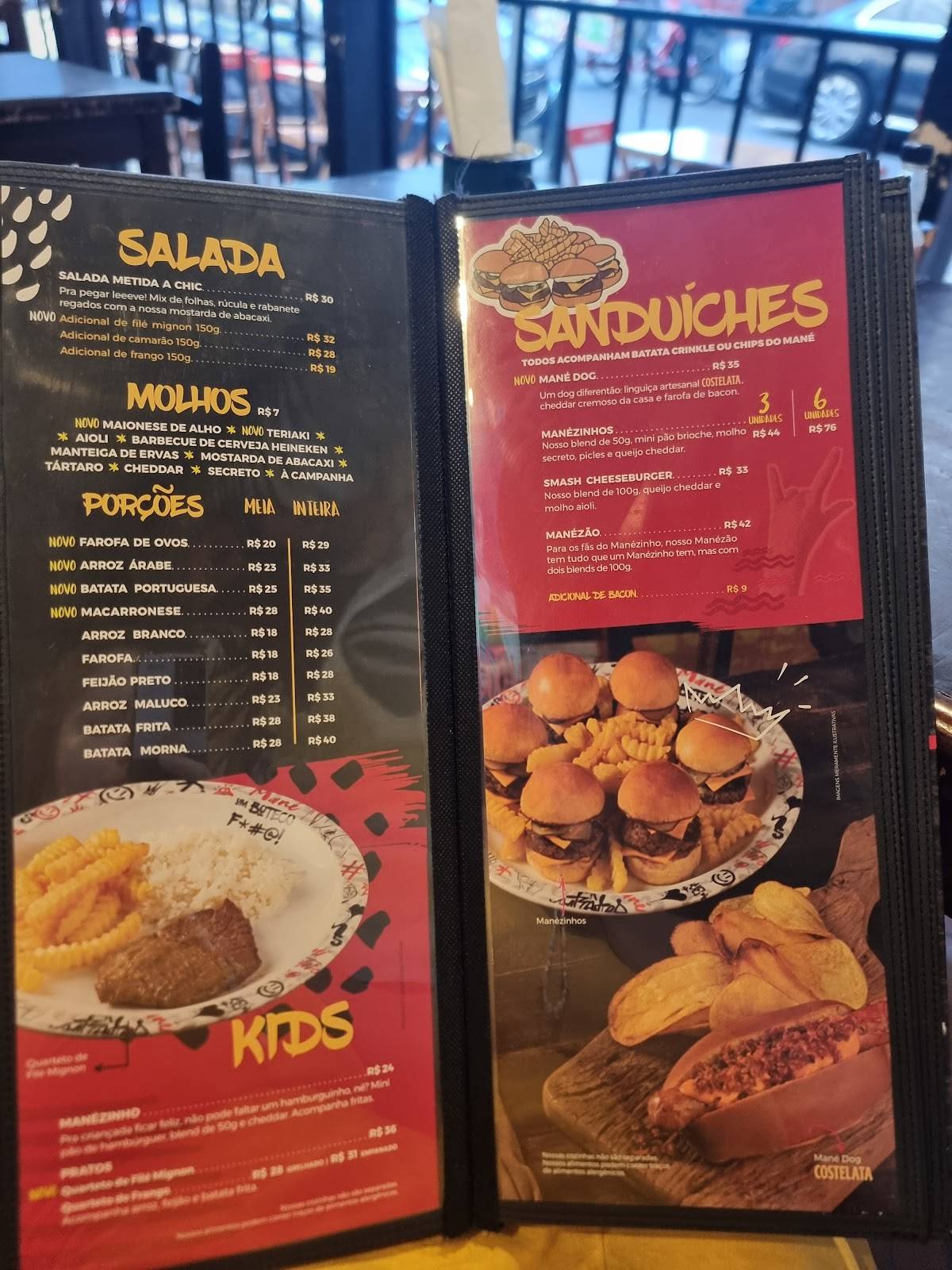 Mané Copacabana cardápio