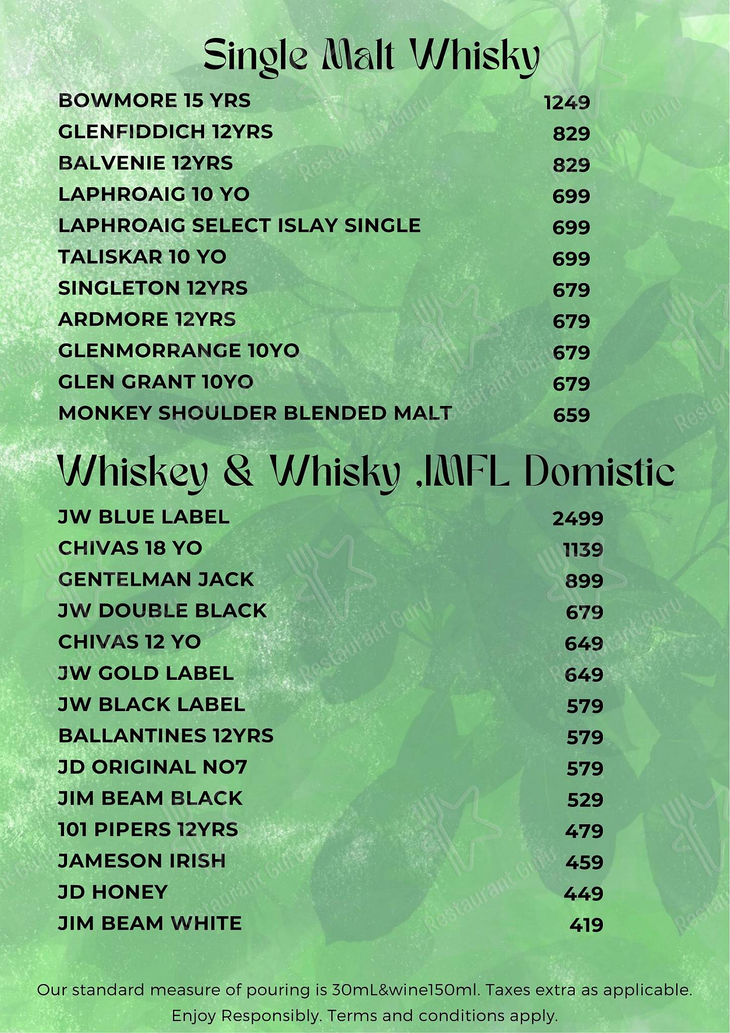 Osteria Resto Bar menu