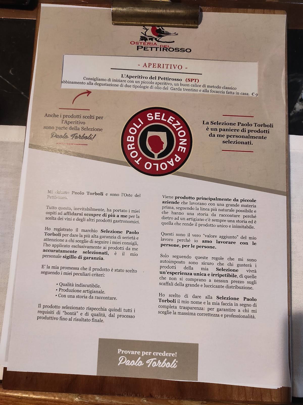 Menu di Osteria del Pettirosso 