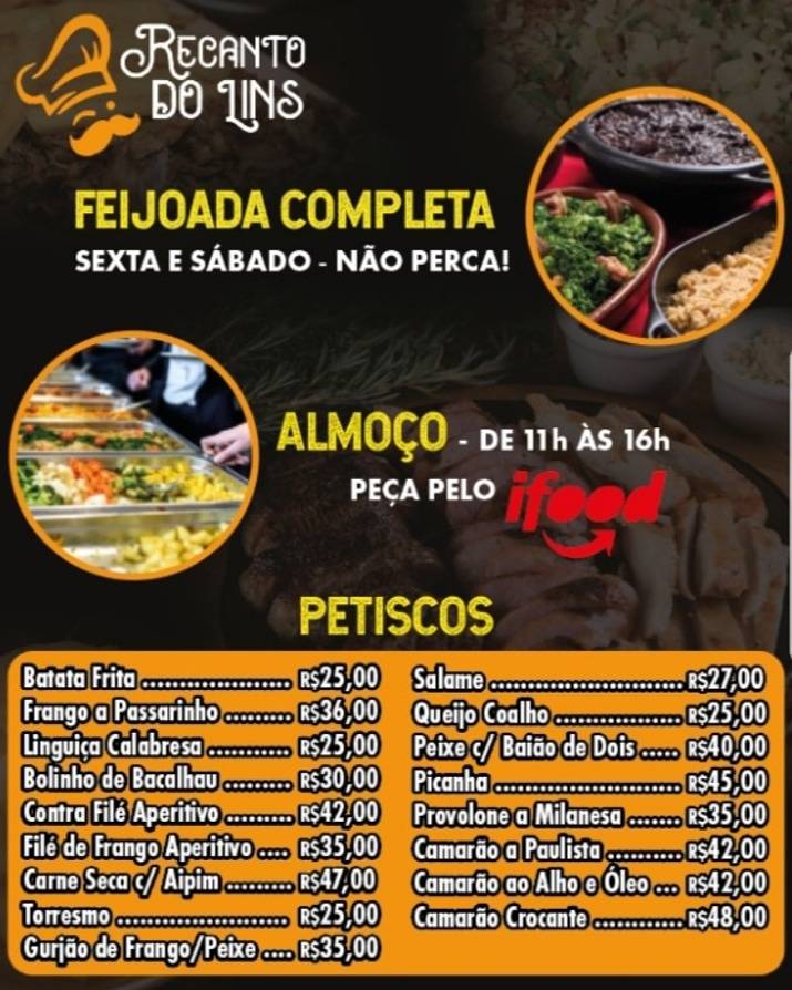 Recanto do Lins cardápio