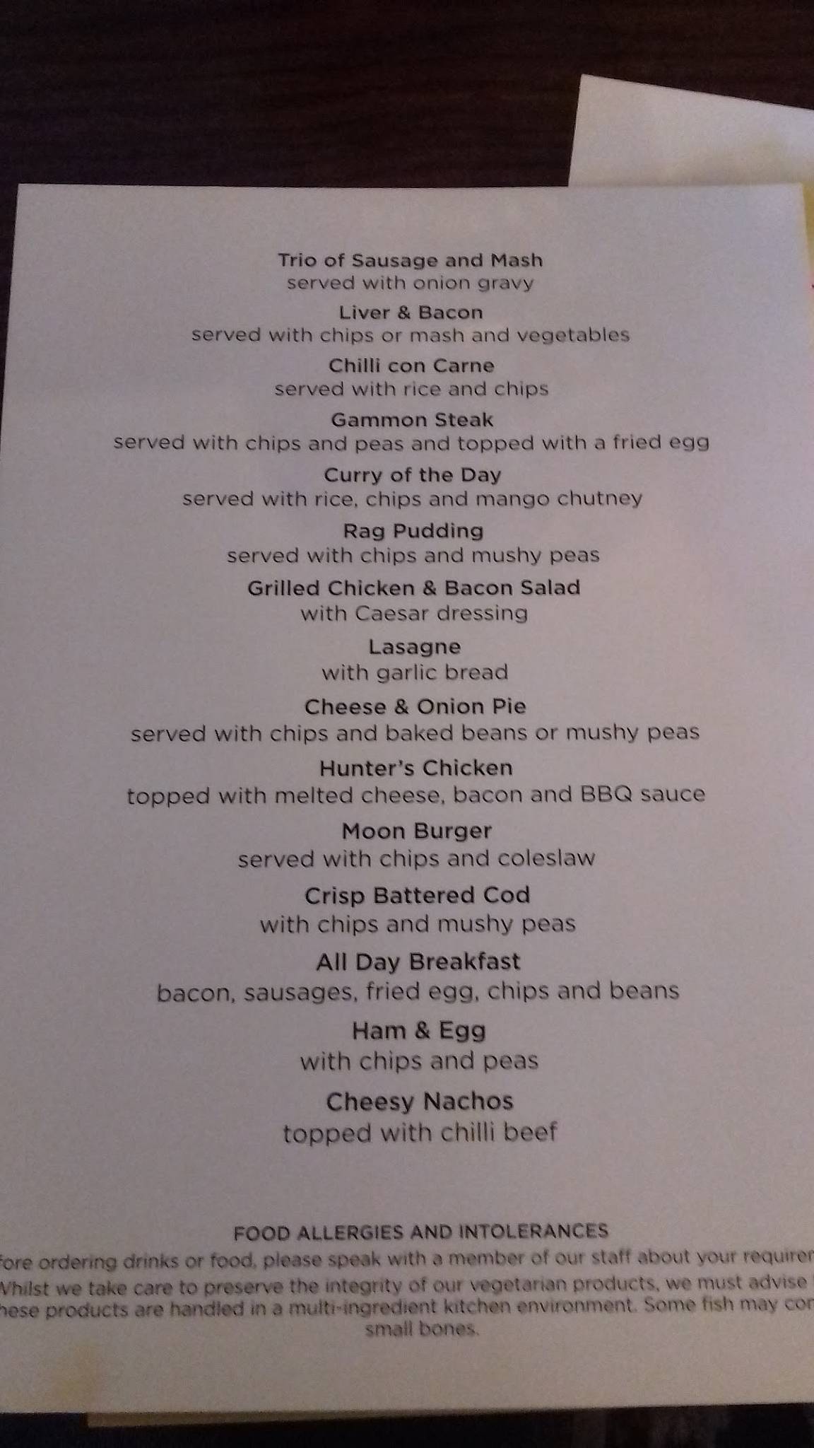 Menu at Rising Moon pub & bar, Hyde