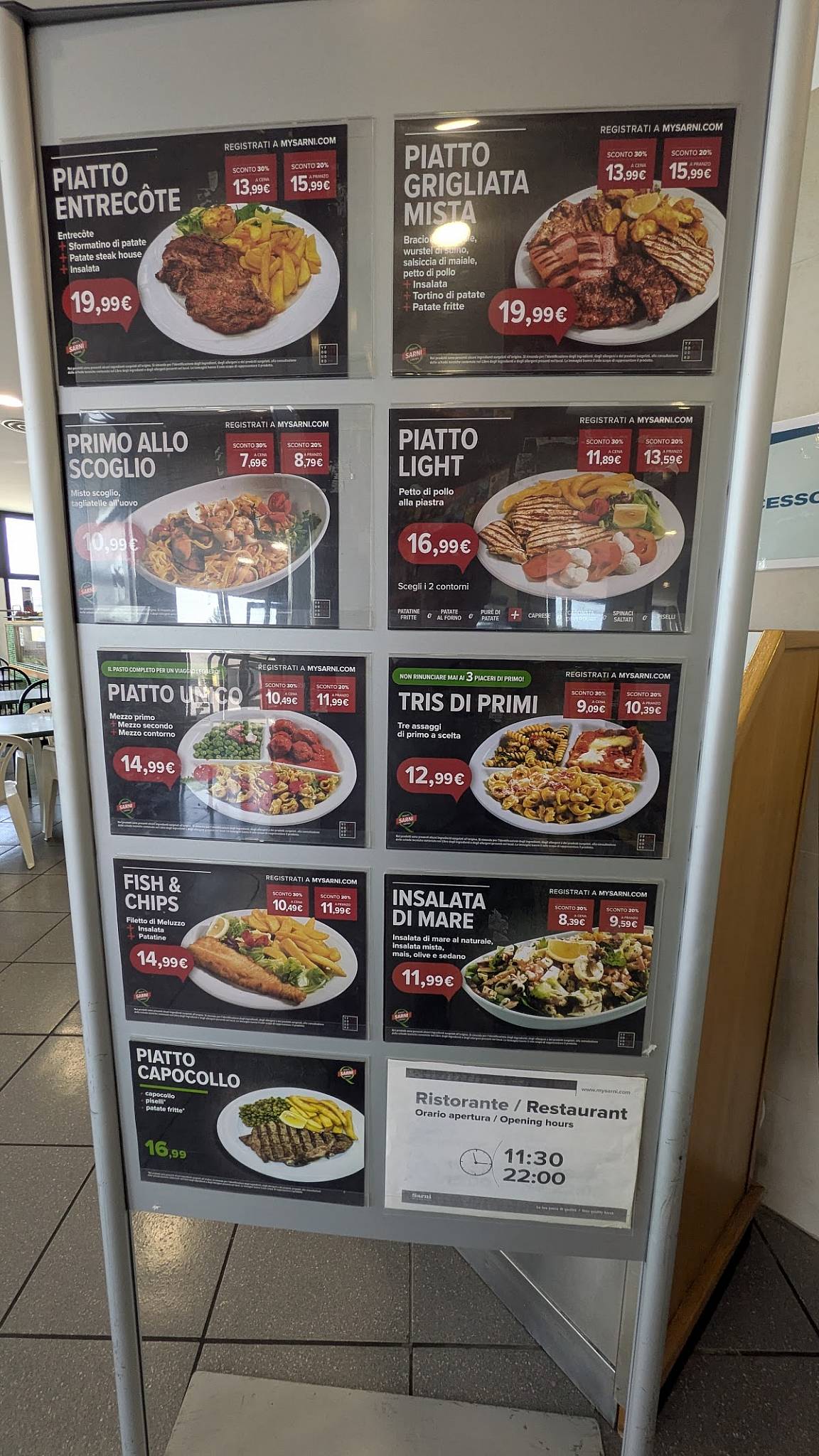 Menu di Sarni Fabro Ovest 