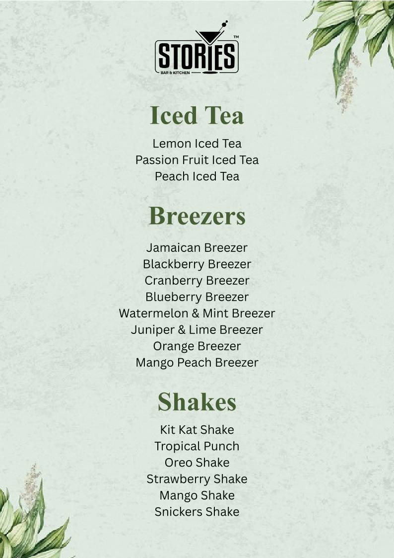 Stories Bar & Kitchen - Rajajinagar menu