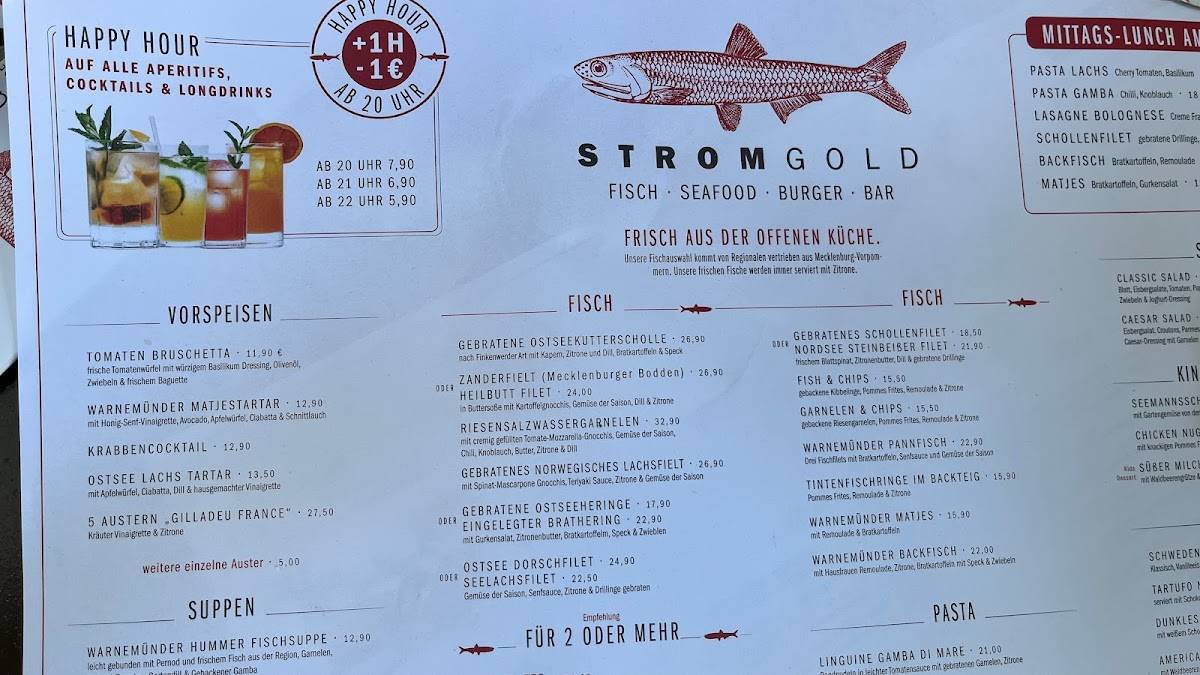 Menu de Stromgold Das Fischrestaurant Warnemünde