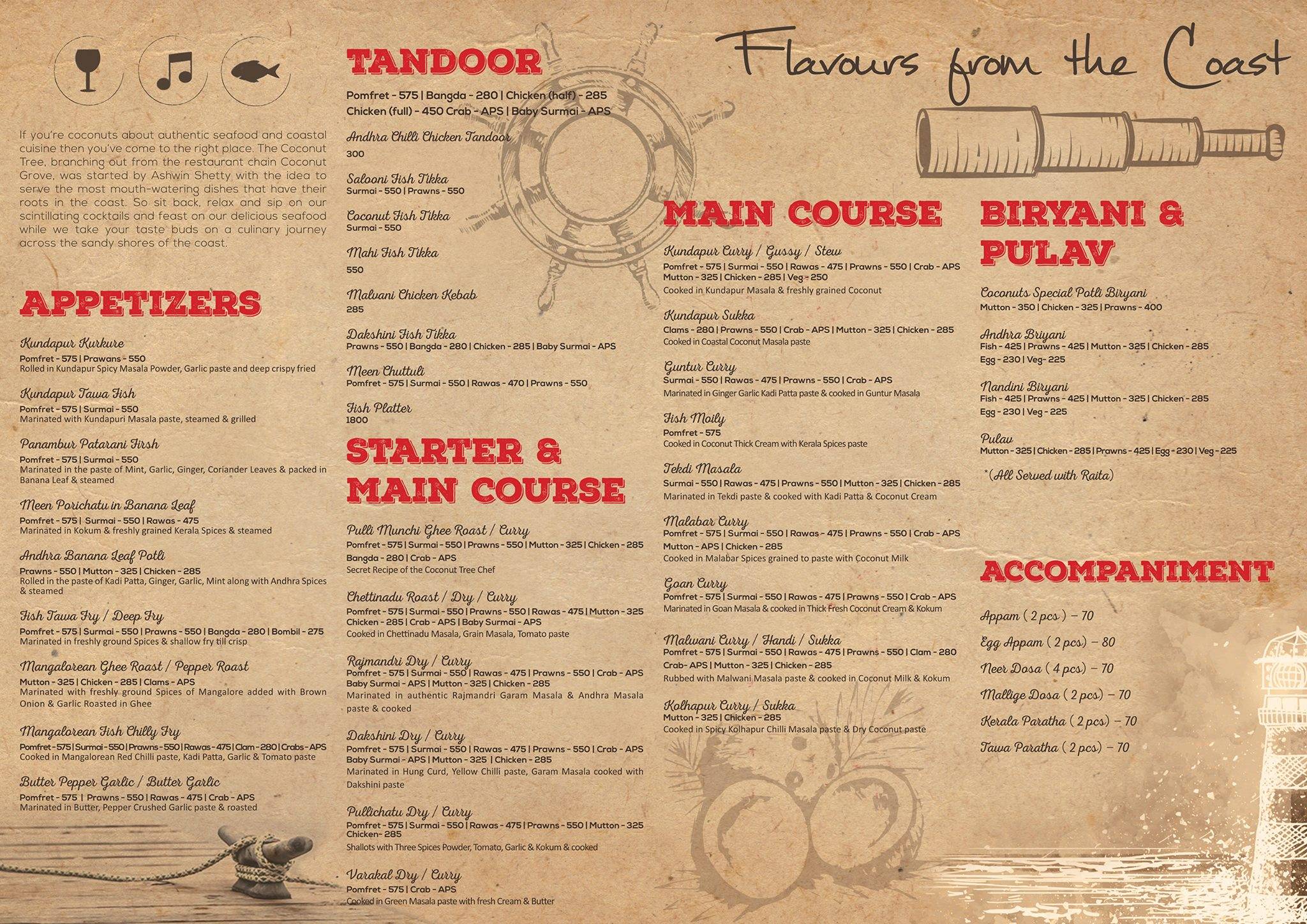The Coconut Tree By Coconut Grove menu