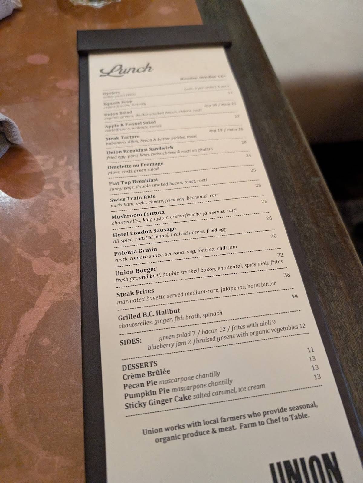 Menu de Union