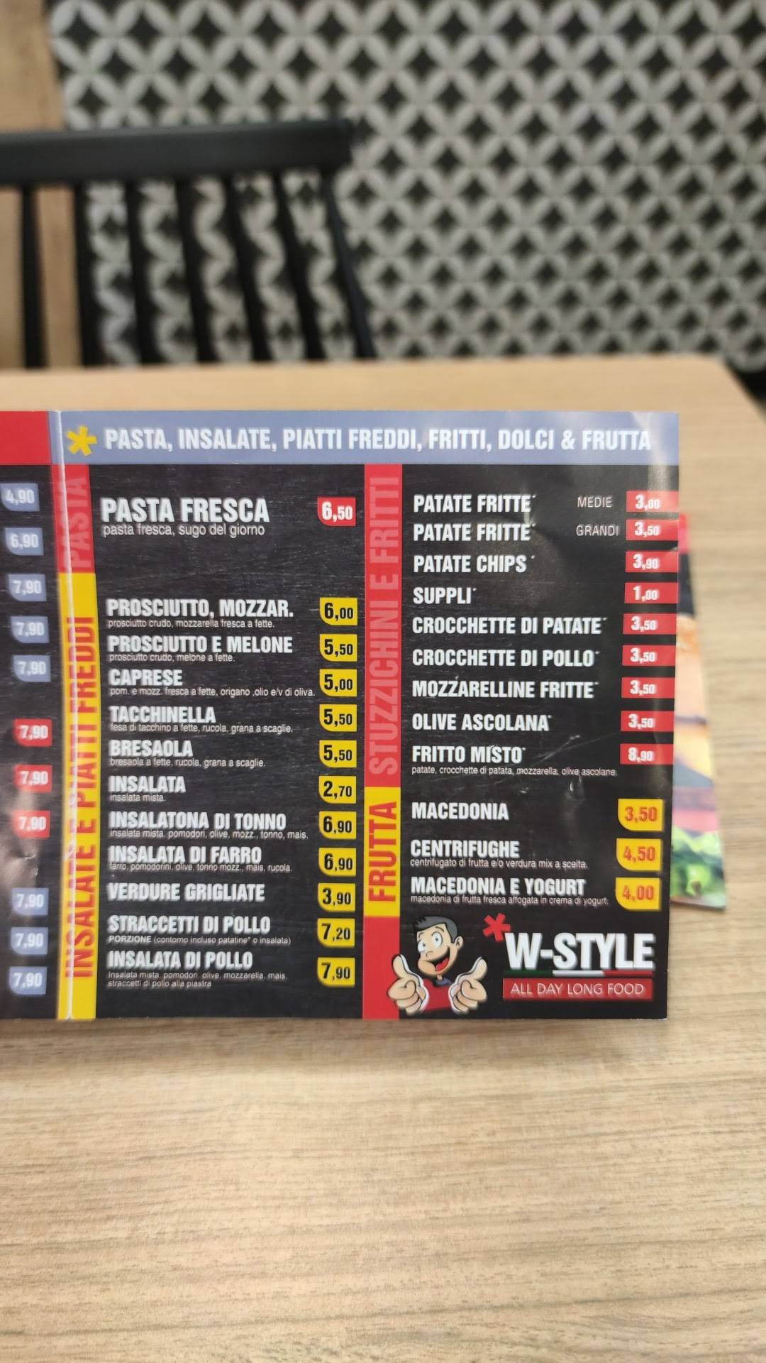 Menu di W-Style Caffè 