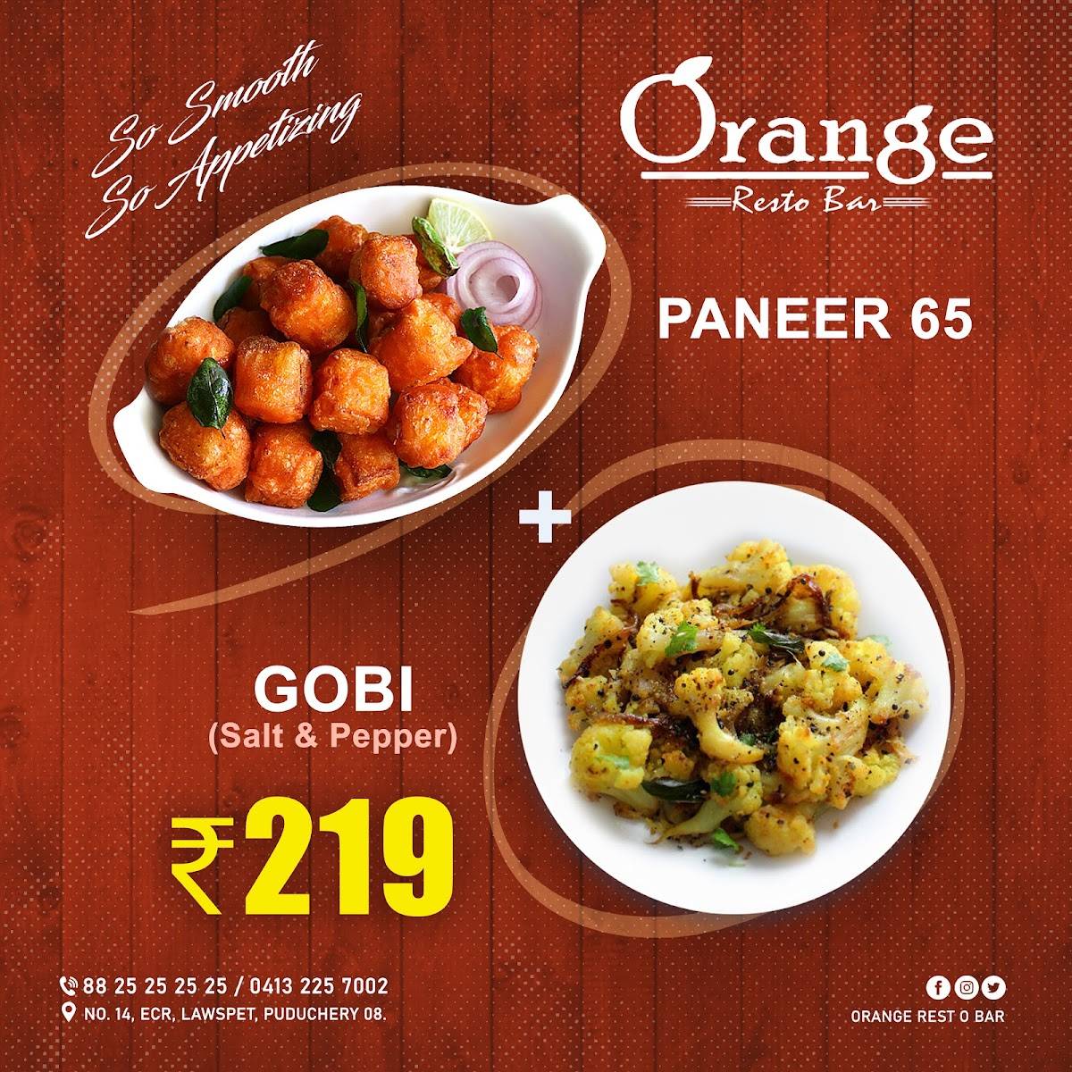 Menu at Orange restaurant, Puducherry