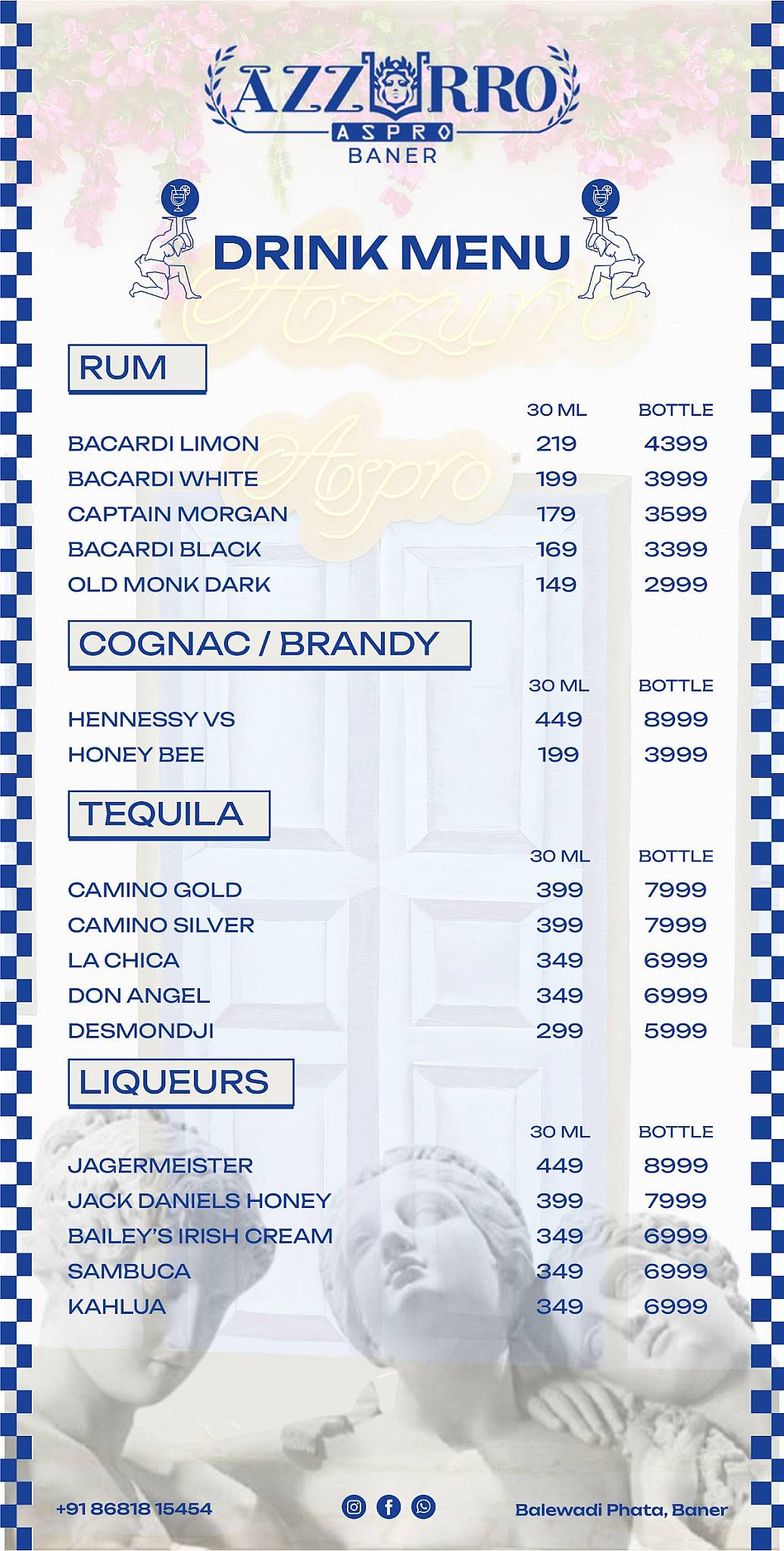 AZZURRO ASPRO - BEST BAR IN BANER menu