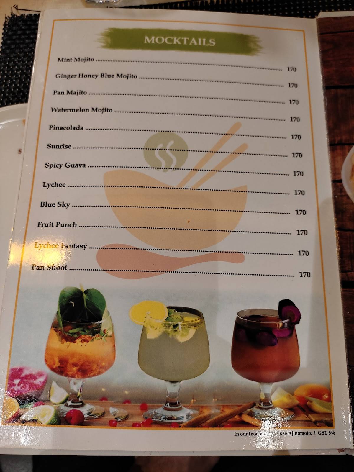 The Iraj crazy Sizzlers menu