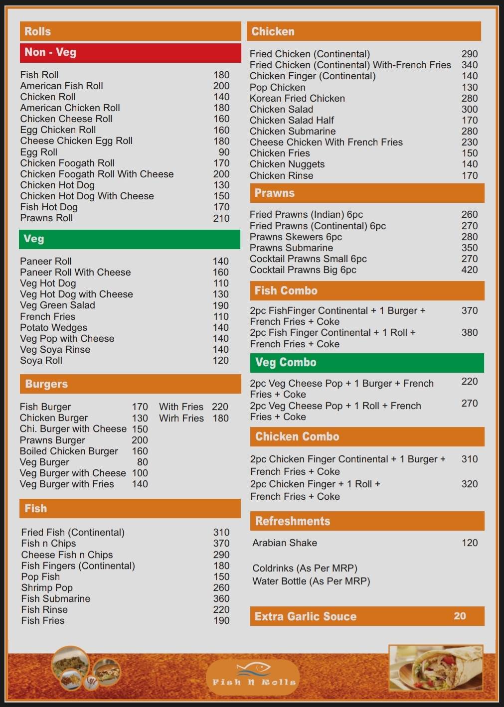 Fish N Rolls menu