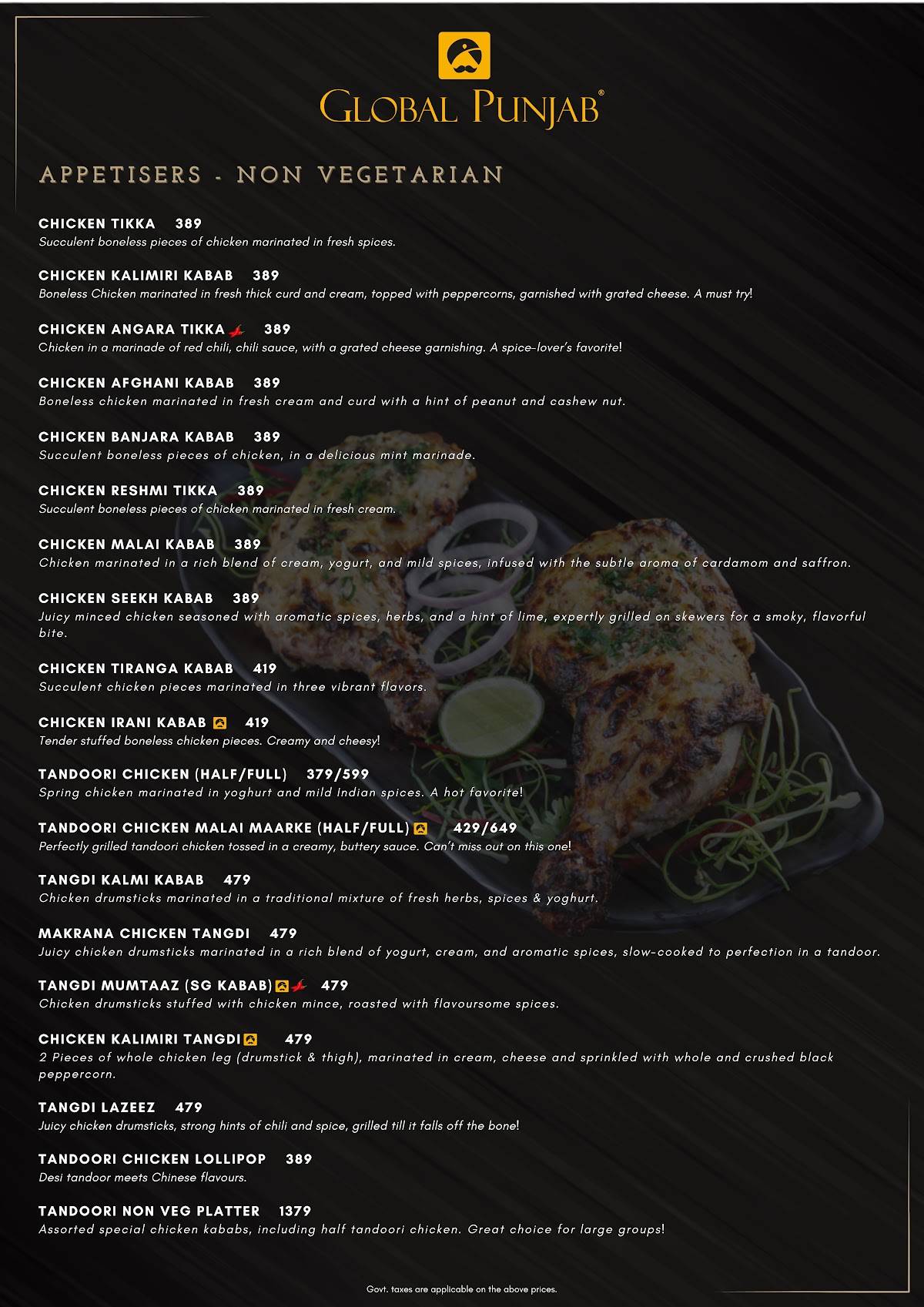 Global Punjab, Baner-Pashan Link Road menu
