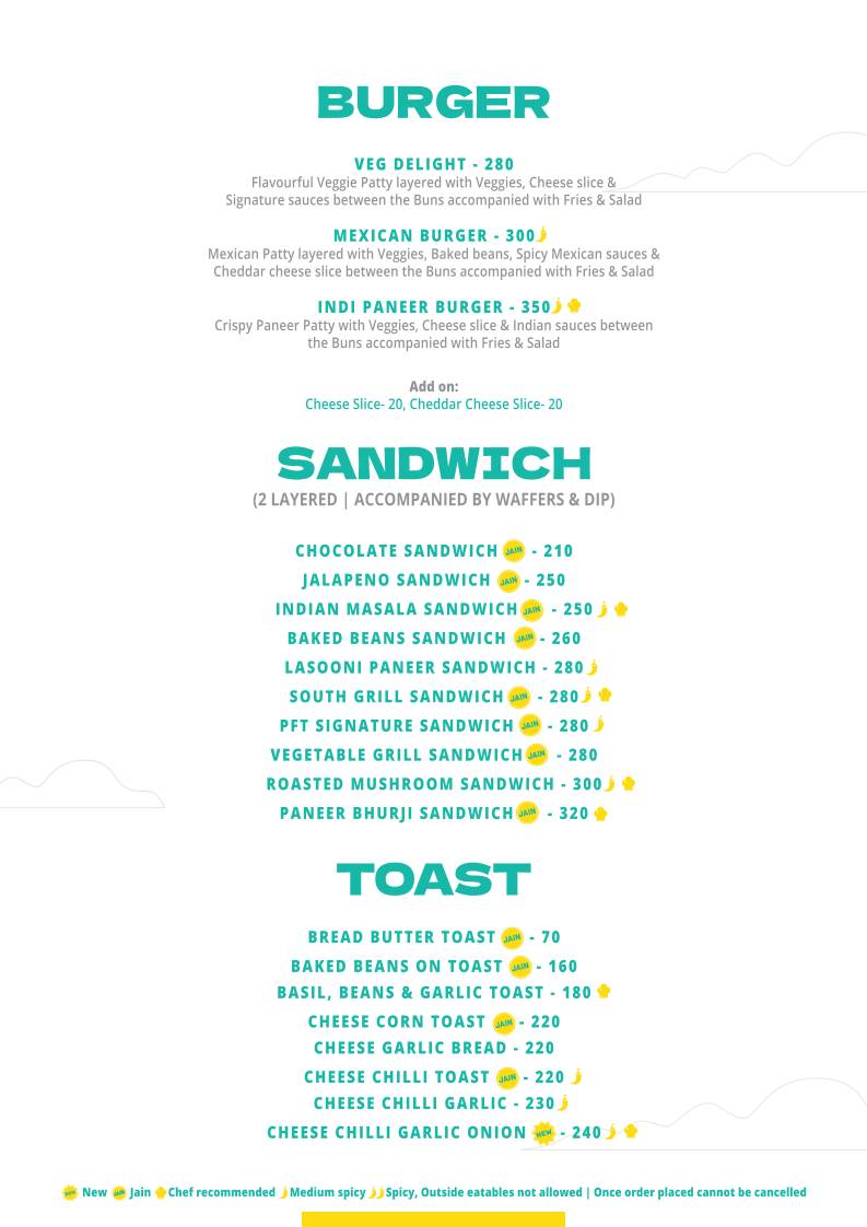 Poona Food truck menu