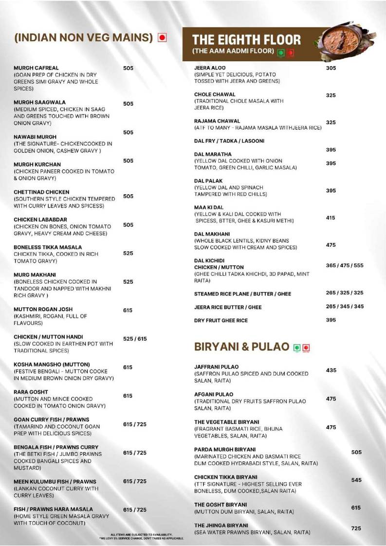 The Tenth Floor menu