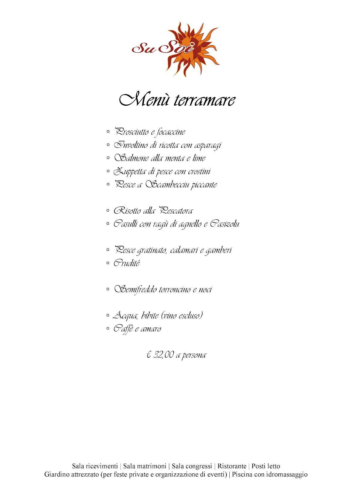 Menu di ristorante Su Soi 