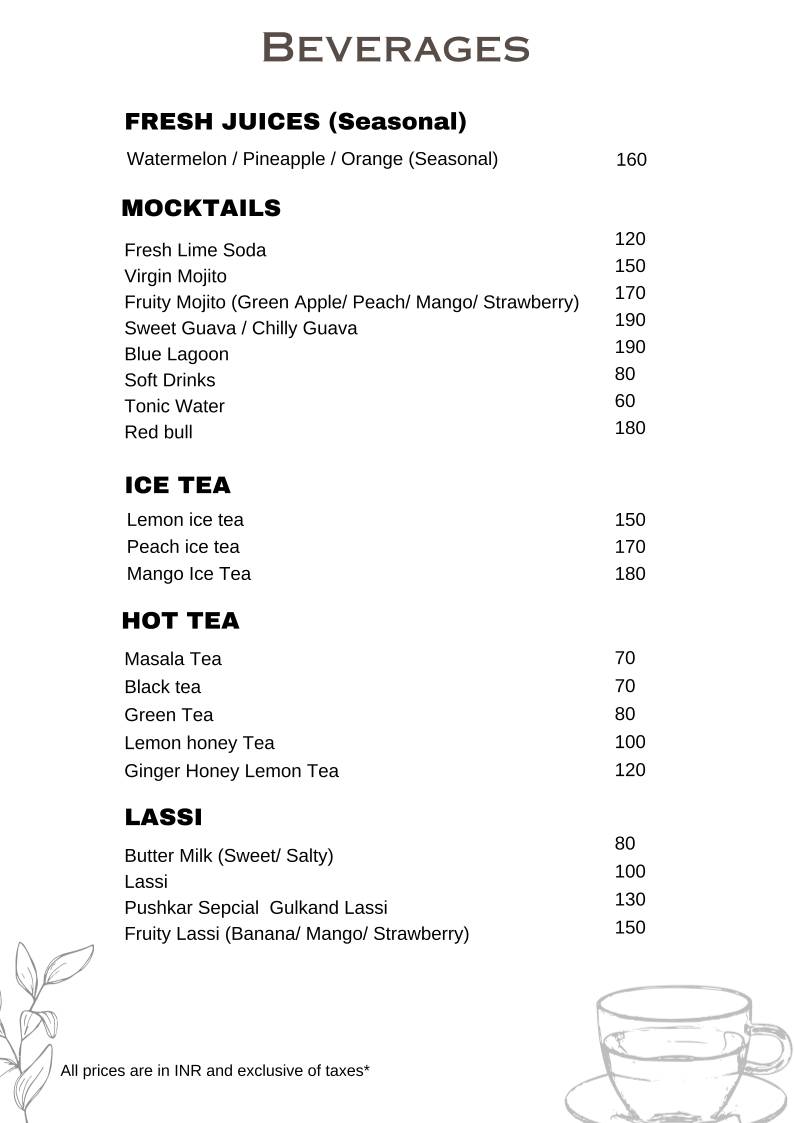 Nutmeg cafe pushkar menu