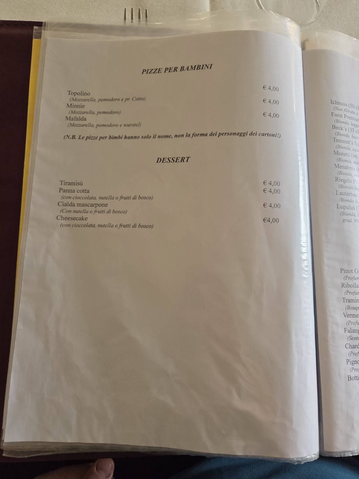 Menu di LA SIESTA 