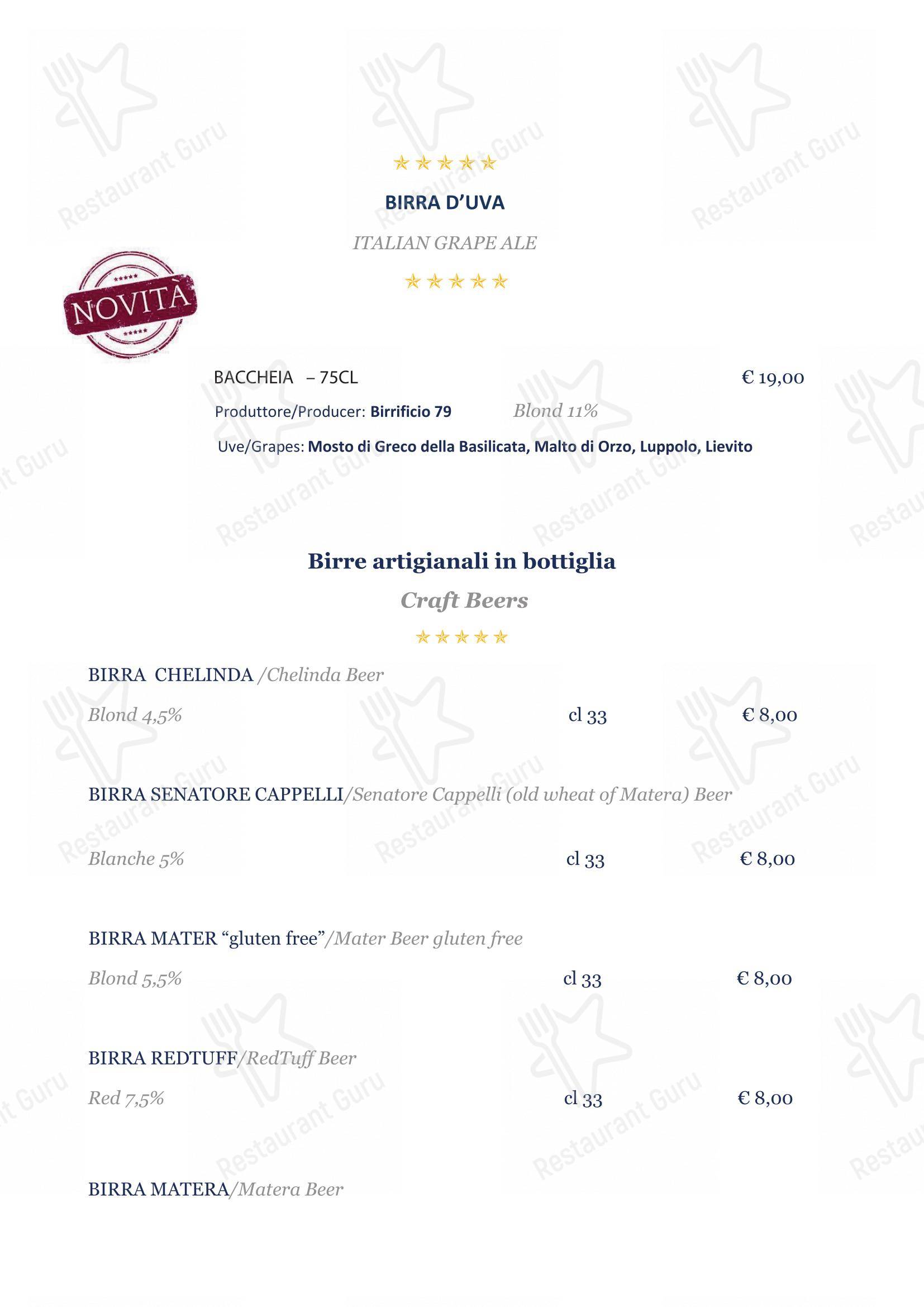 Основное меню per BV Quarry Rooftop Terrace Matera - Restaurant Garden Inn pub & bar