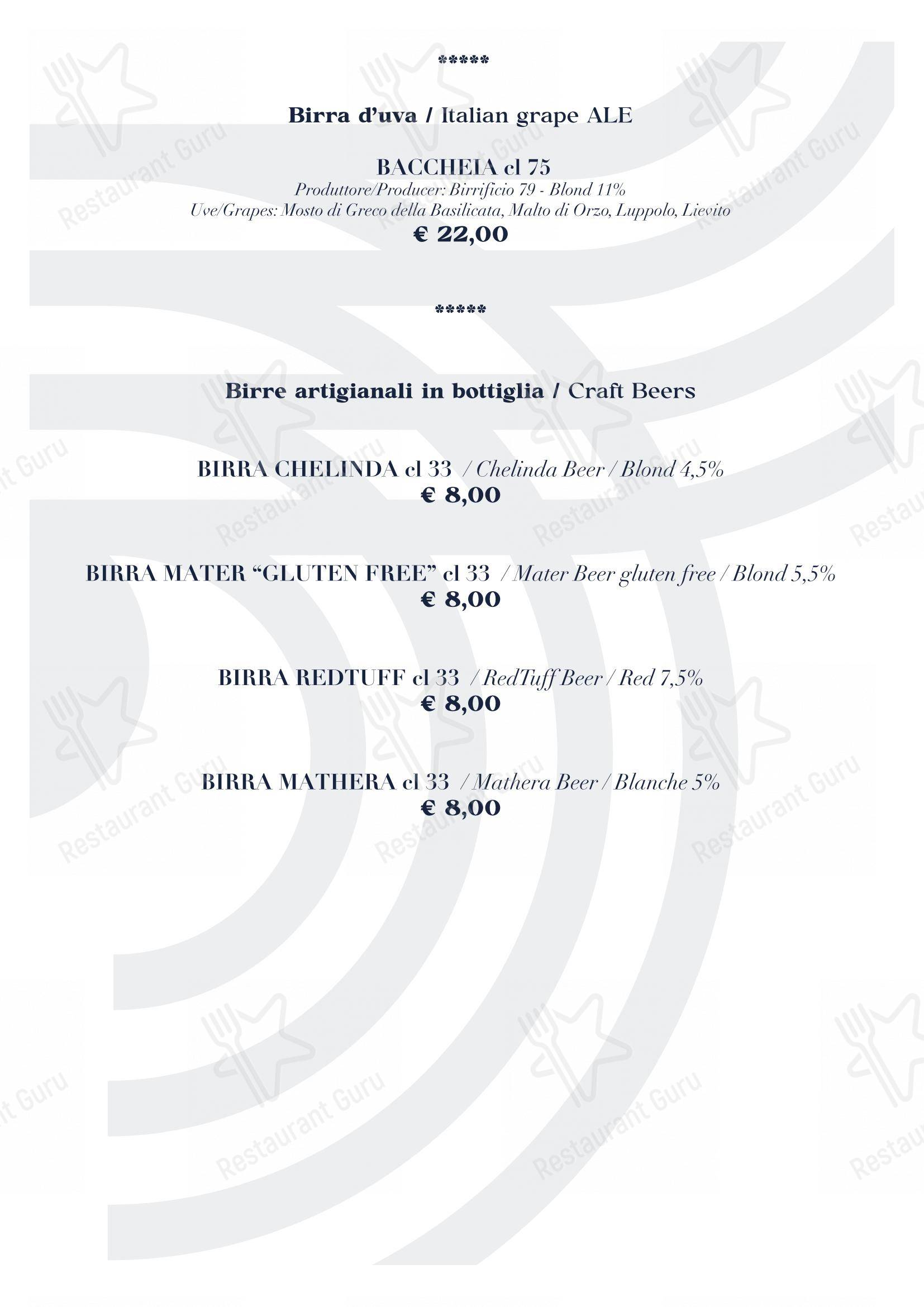 Ночное меню per BV Quarry Rooftop Terrace Matera - Restaurant Garden Inn in Matera