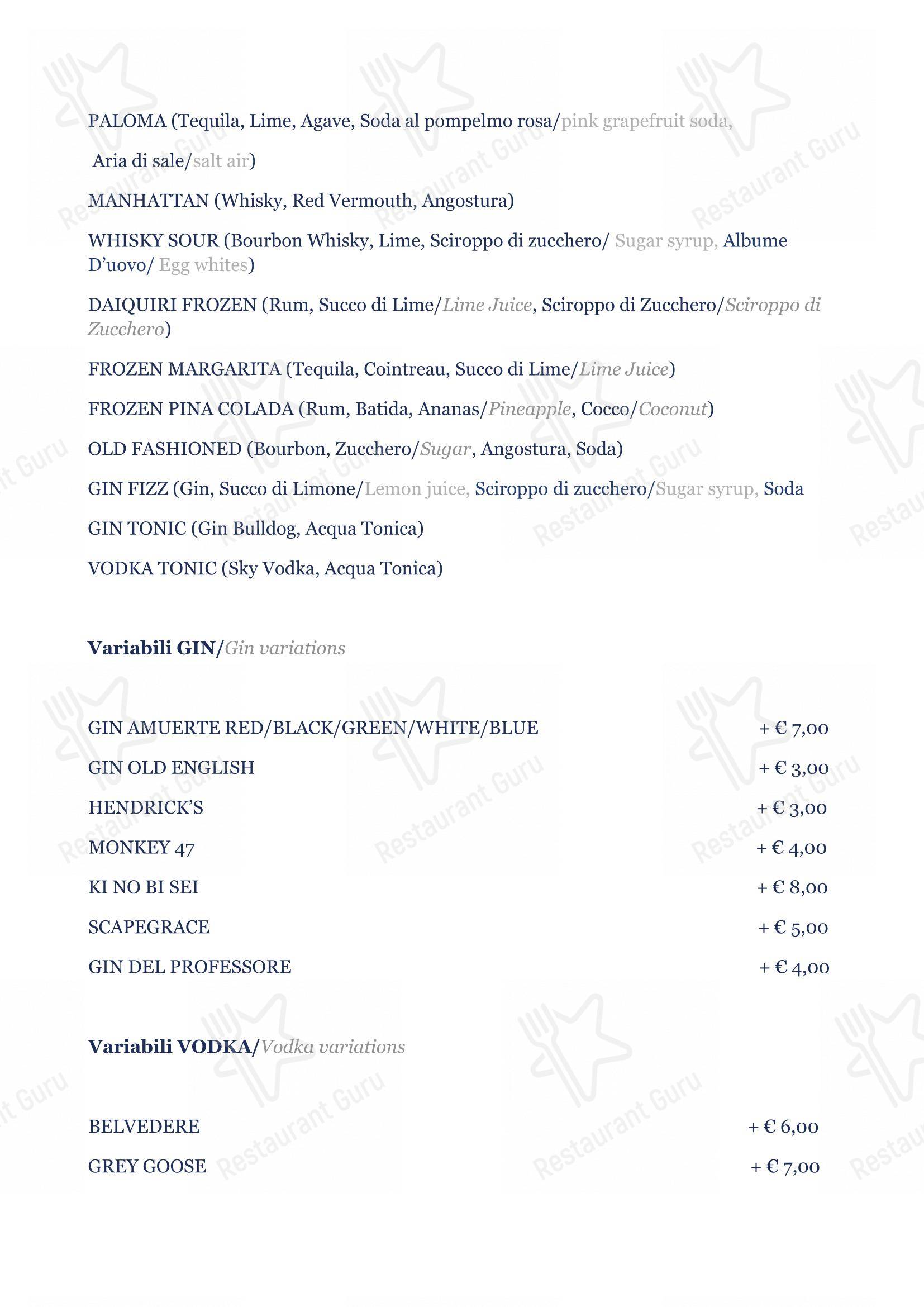 Menu di BV Quarry Rooftop Terrace Matera - Restaurant Garden Inn - Основное меню