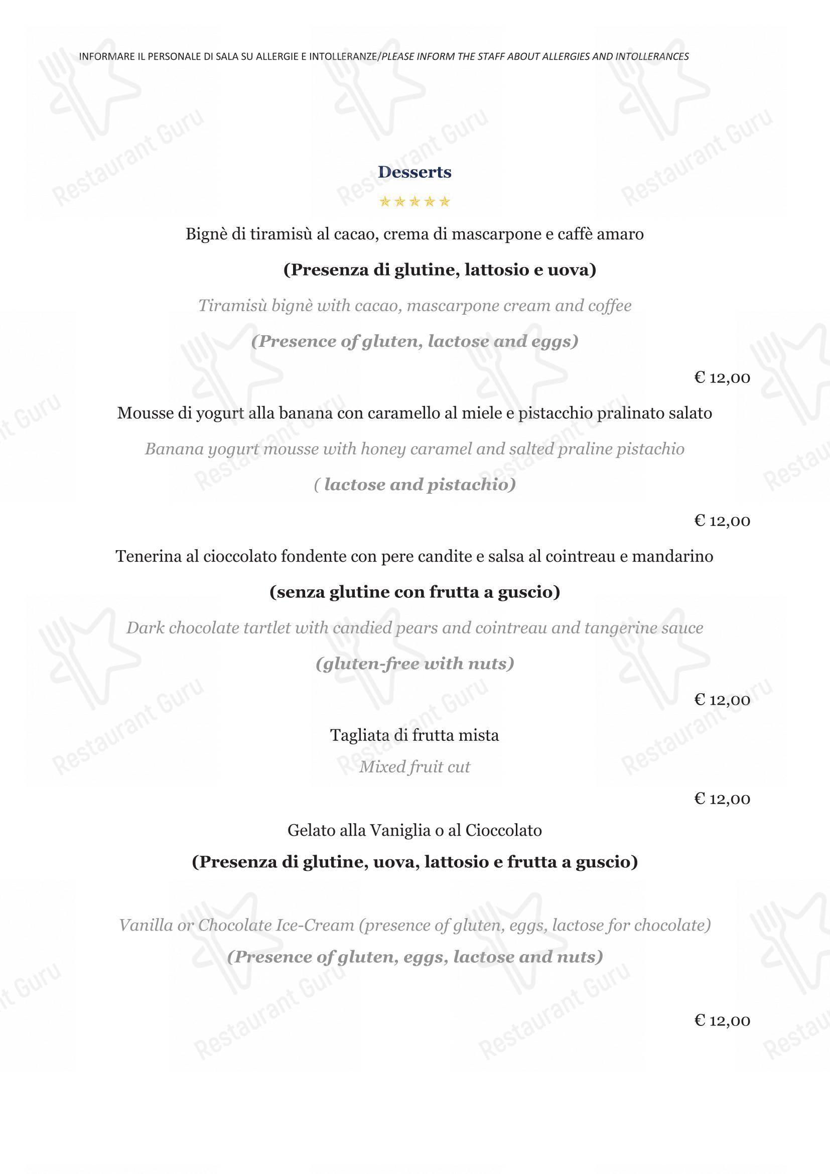Menu di BV Quarry Rooftop Terrace Matera - Restaurant Garden Inn - Menu