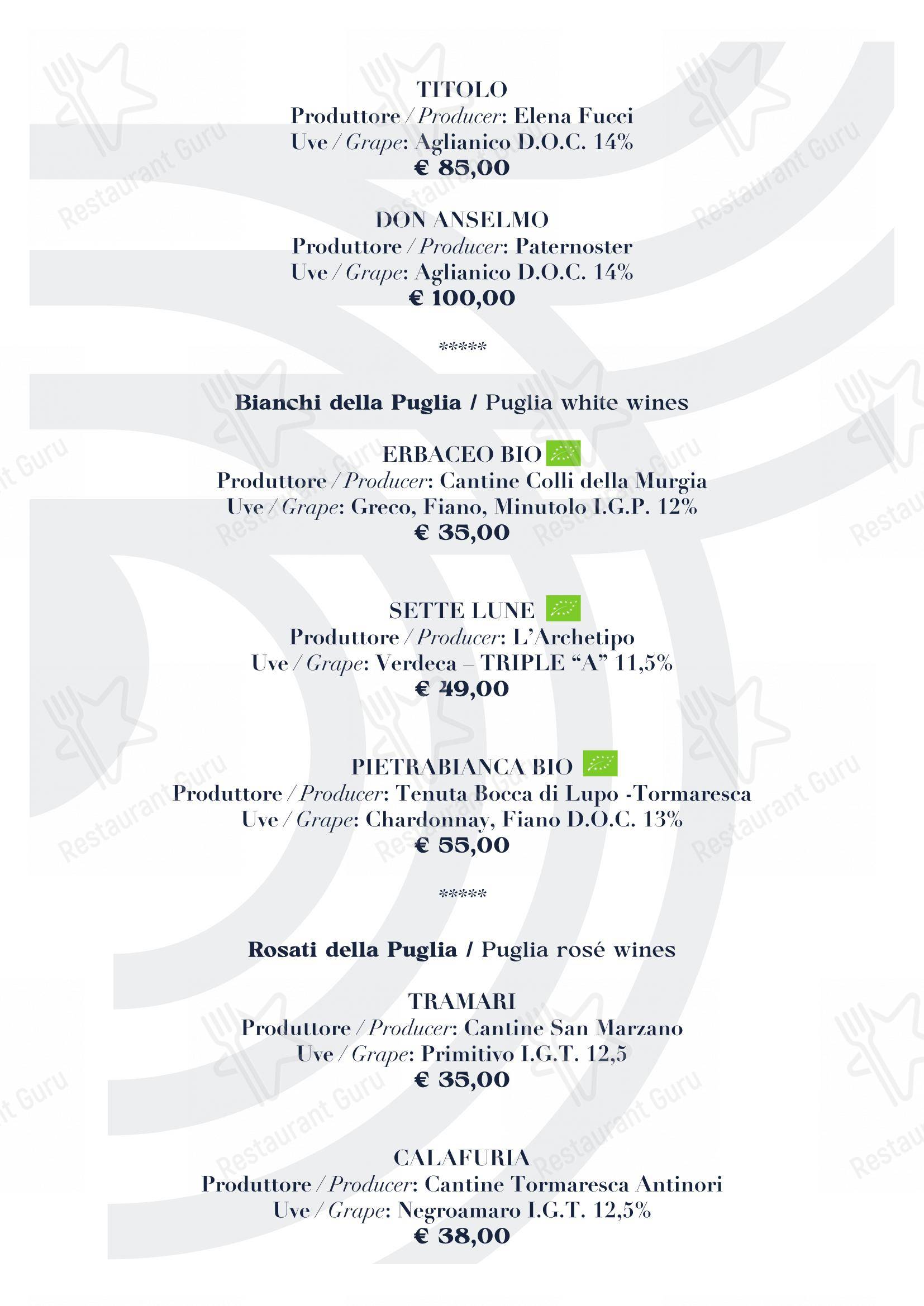 Takeaway Menu per BV Quarry Rooftop Terrace Matera - Restaurant Garden Inn in Matera