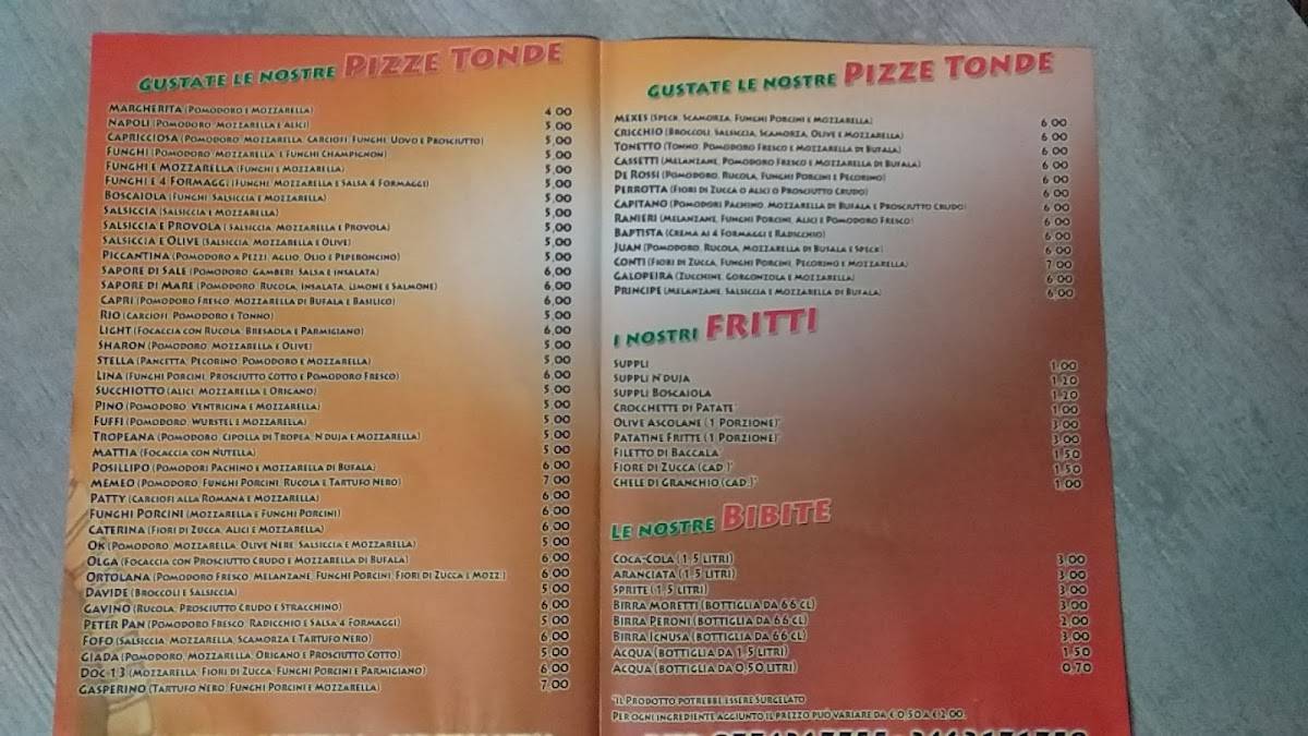 Menu di Quelli Che La Pizza 