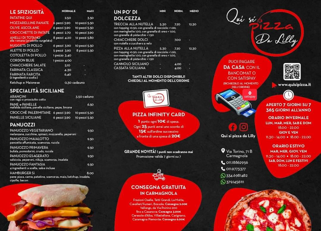 Menu di Qui si Pizza da Lilly 
