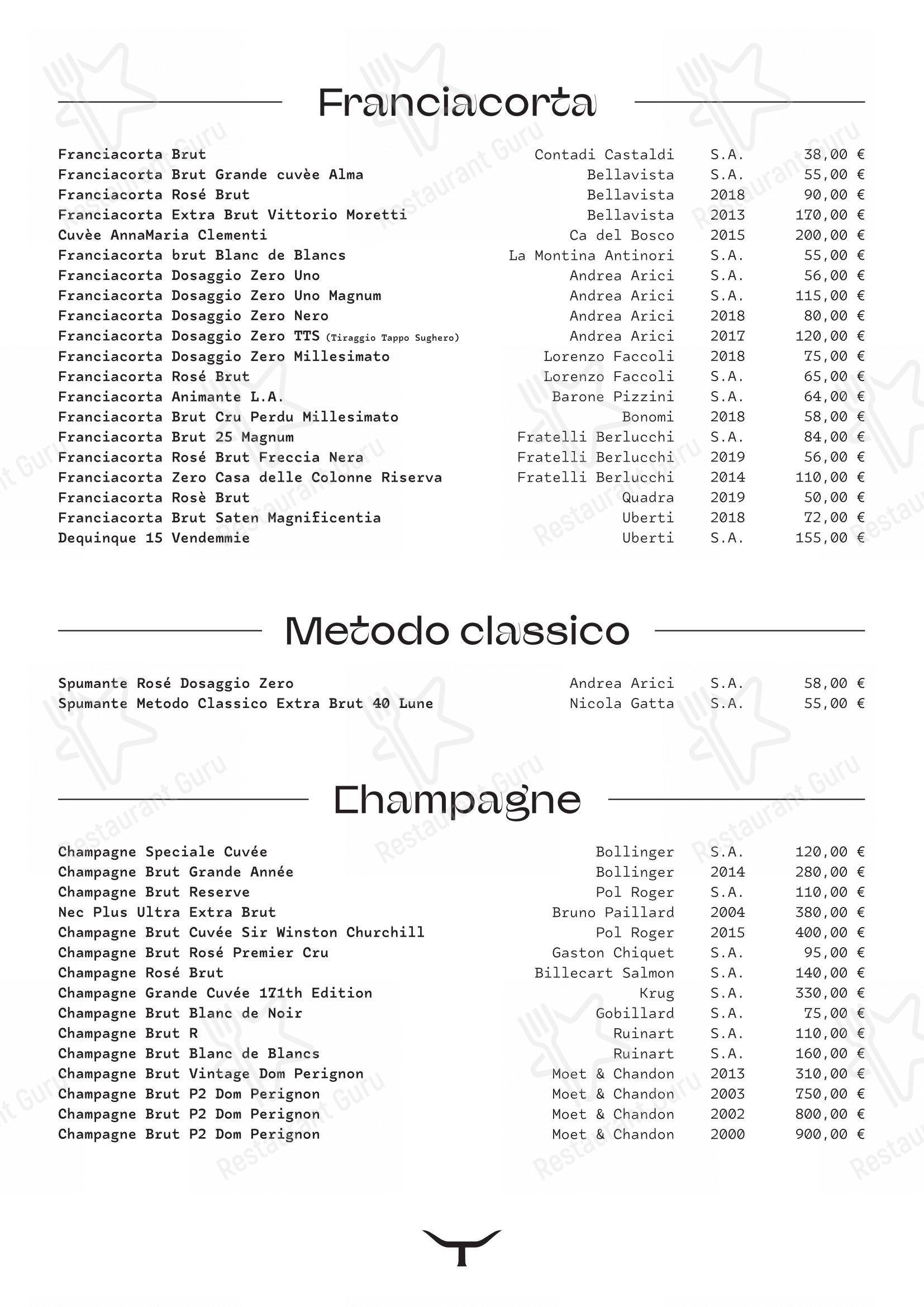 Quintale in Erbusco - Основное меню