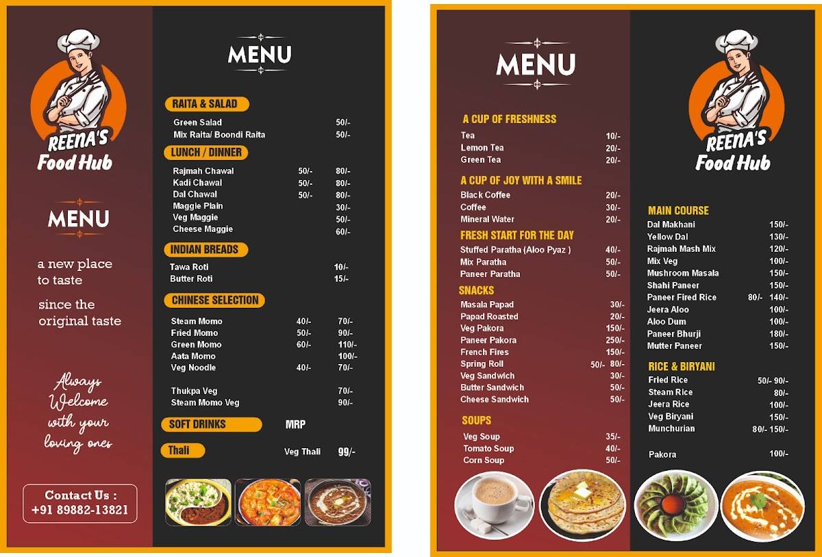 REENA'S FOOD HUB menu