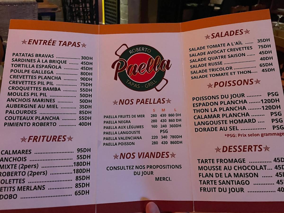 Menu de Restaurant La Bamba