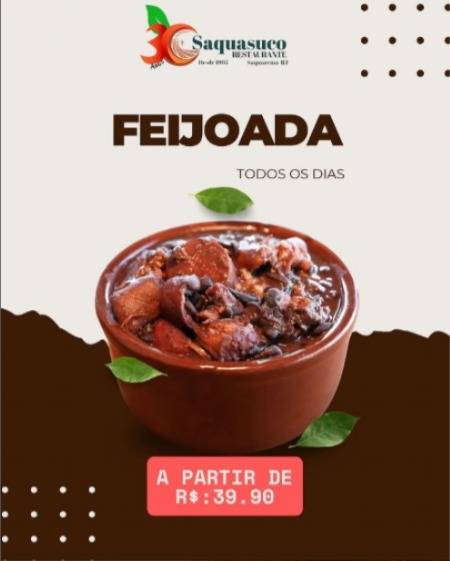 RESTAURANTE SAQUASUCO cardápio