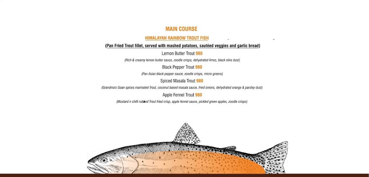 RIDE INN CAFE, BAR & Resort menu