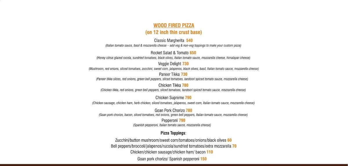 RIDE INN CAFE, BAR & Resort menu