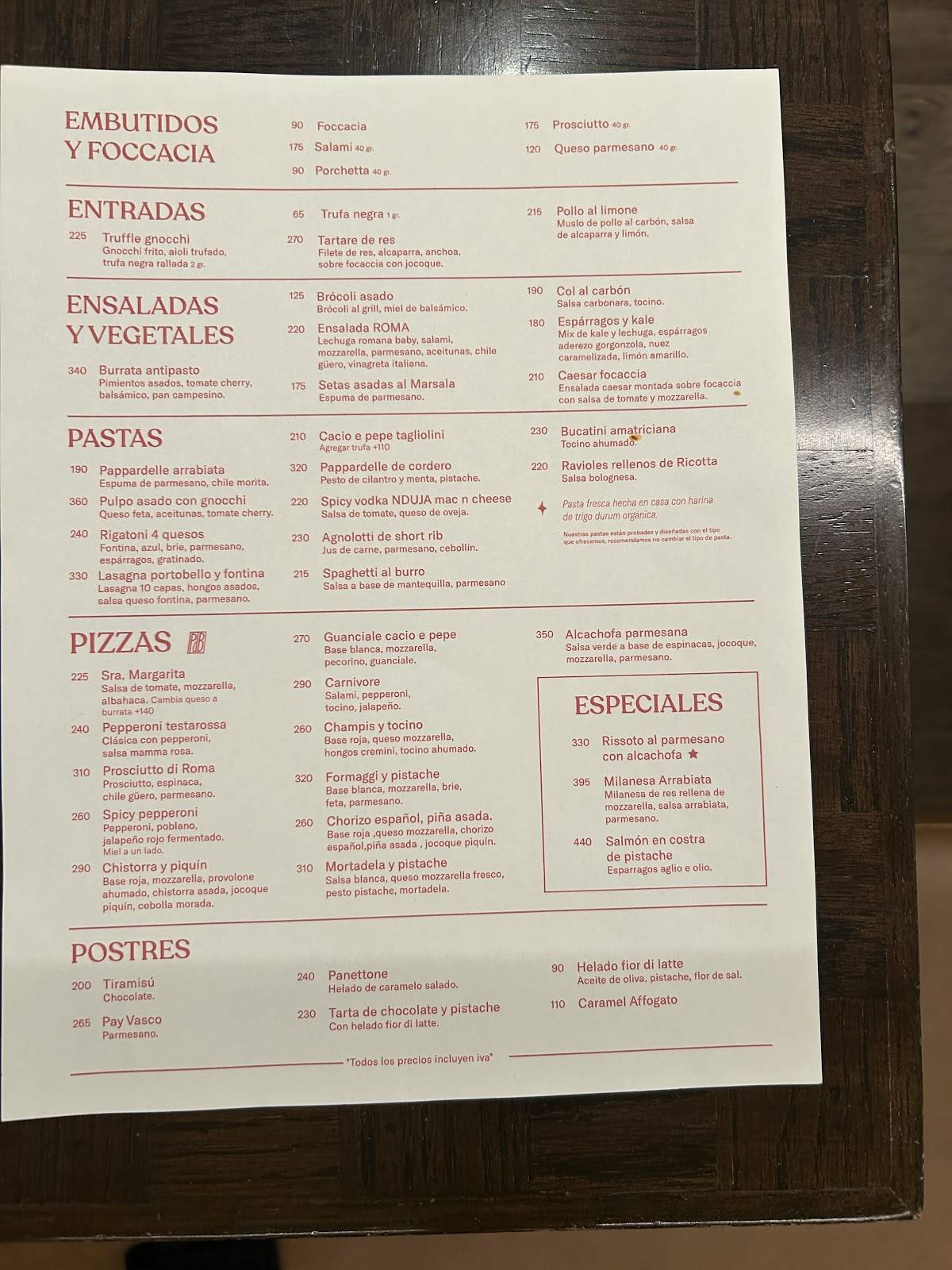 Menu at ROMA PDB restaurant, San Pedro Garza García