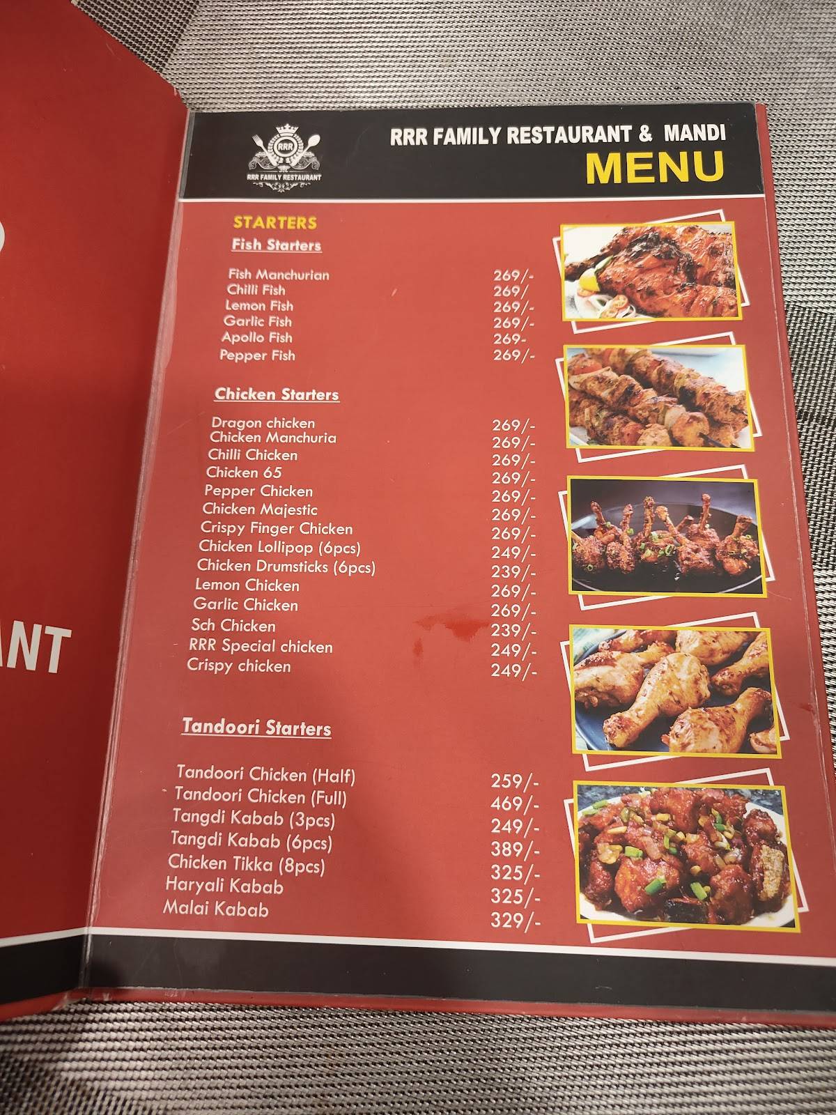 RRR Family Restaurant (Mandi) menu