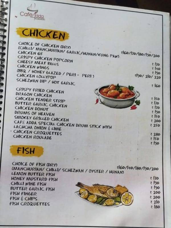 Càfè Addà. menu