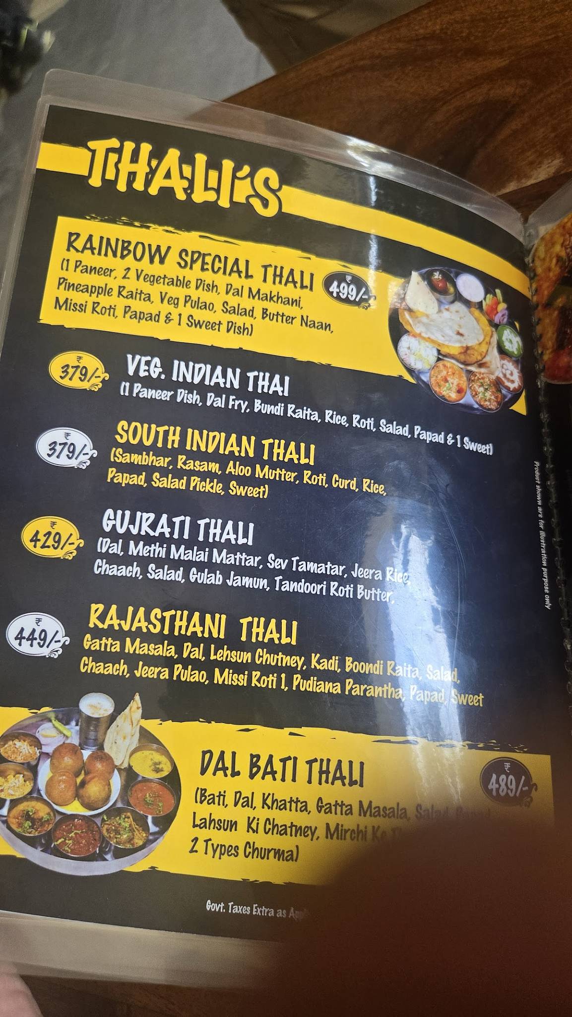 Rainbow Restaurant menu