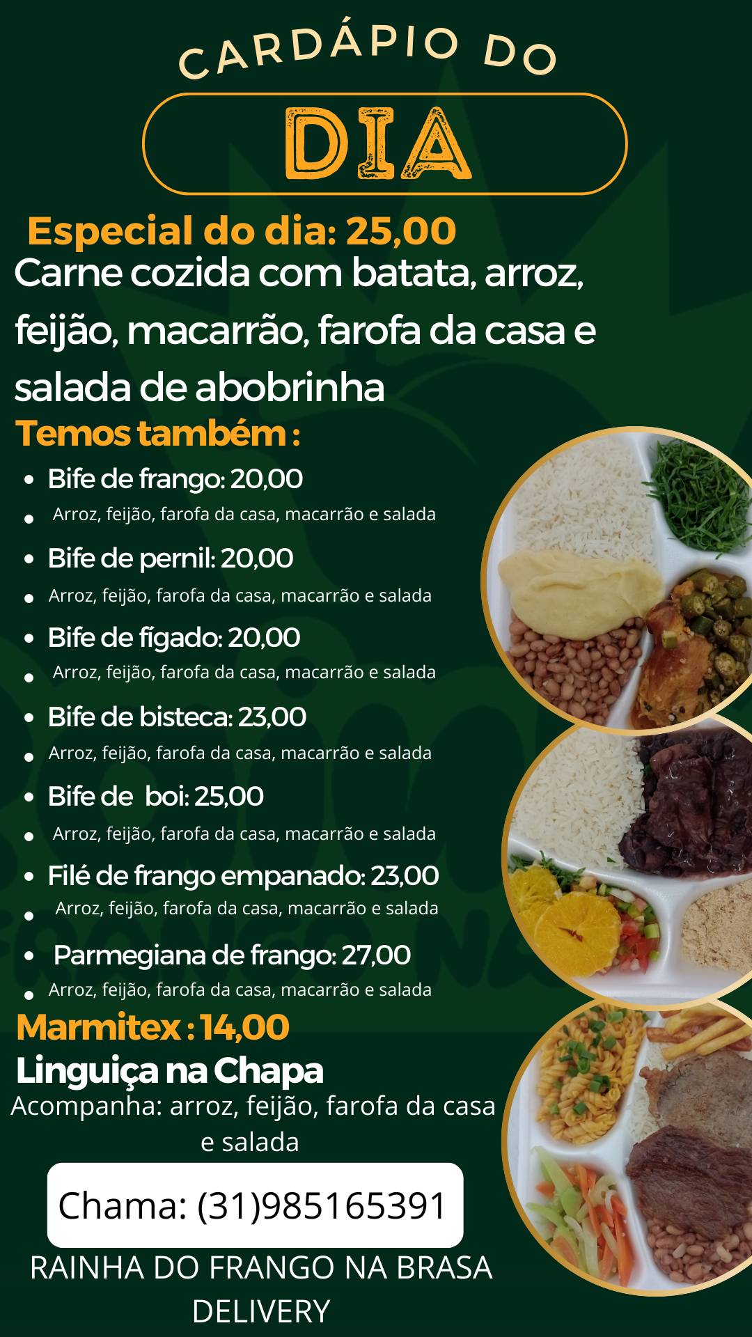 Rainha do Frango na Brasa cardápio