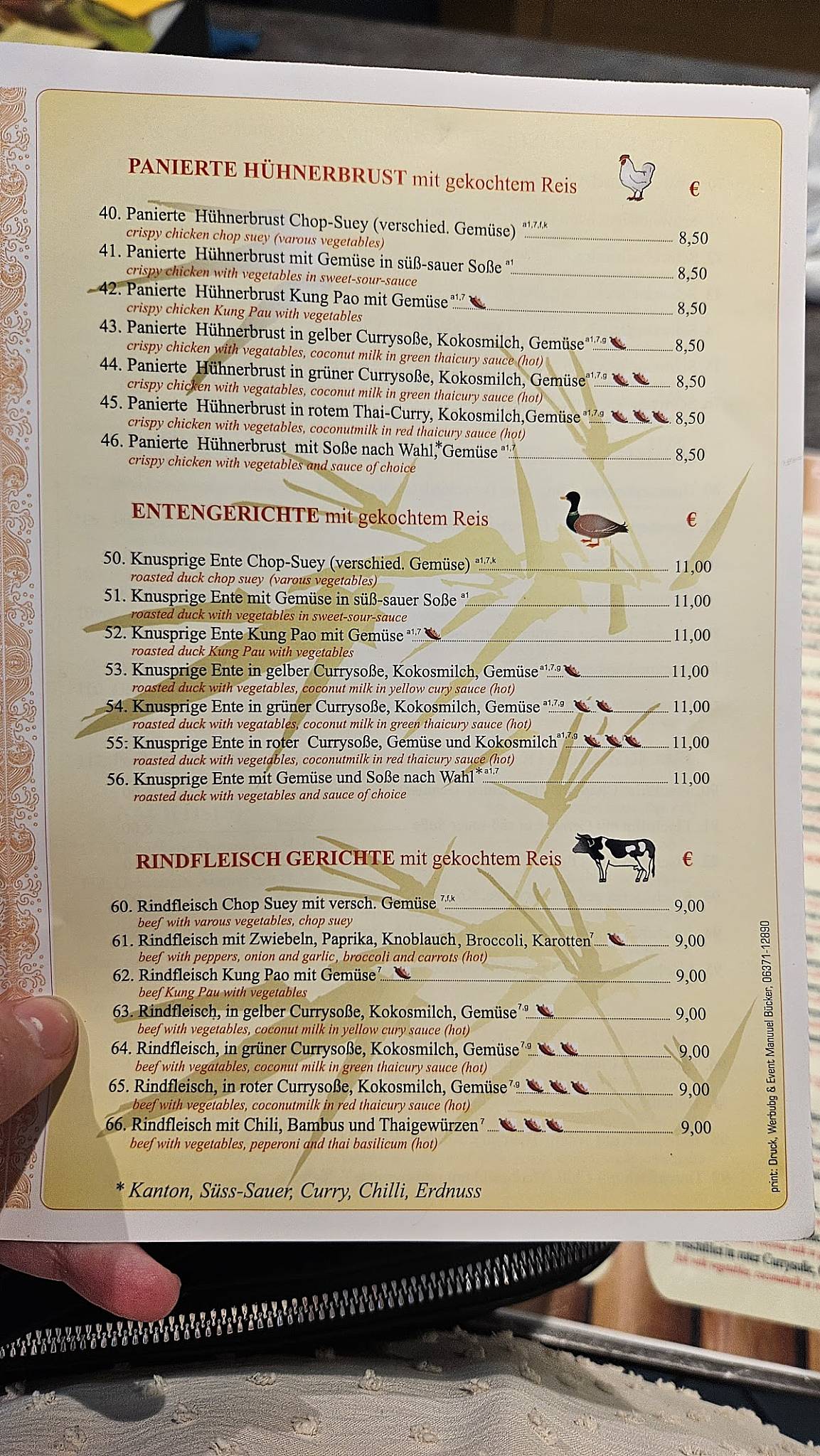 Asian wok menu sales