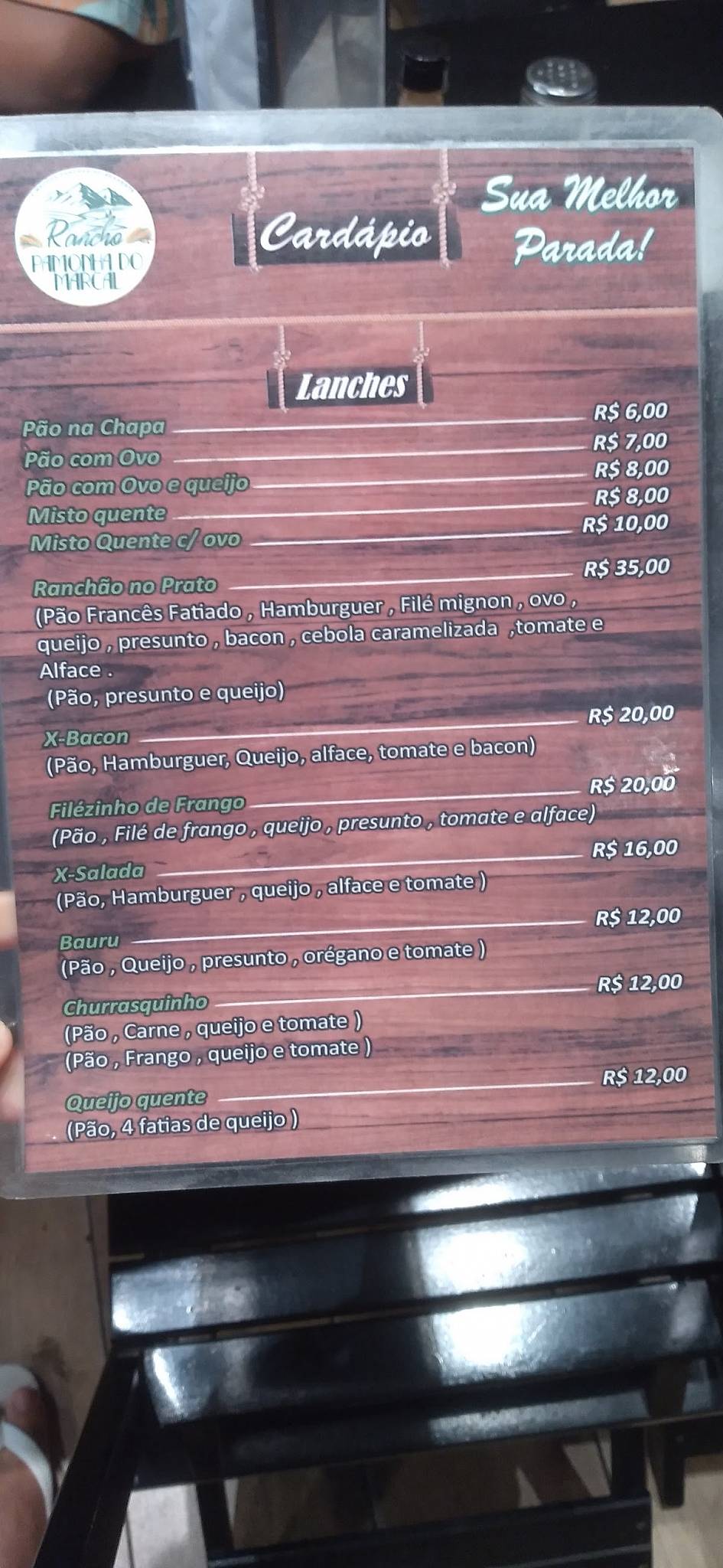 Rancho Pamonha do Marçal cardápio