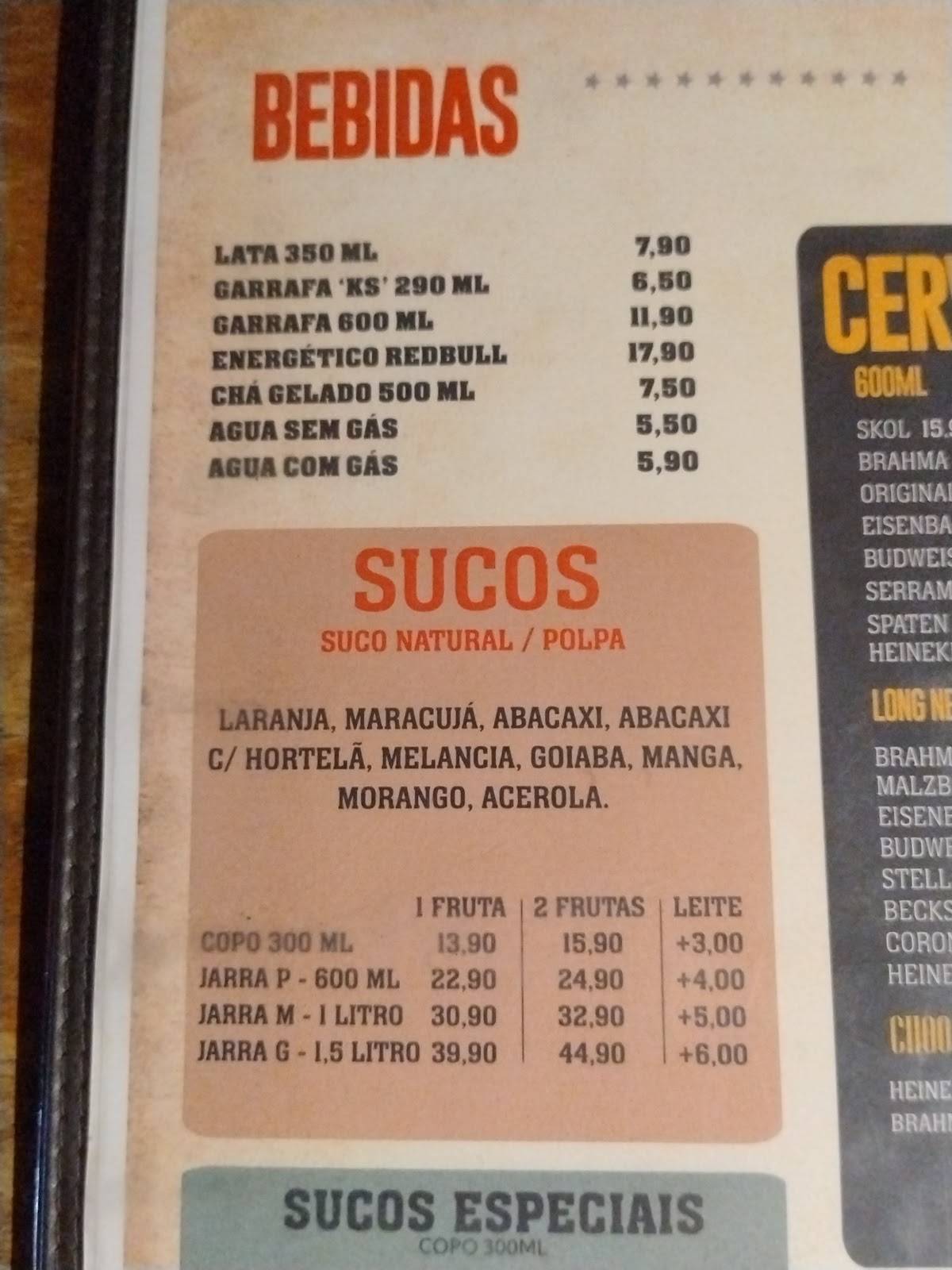 Rancho do Sassá cardápio