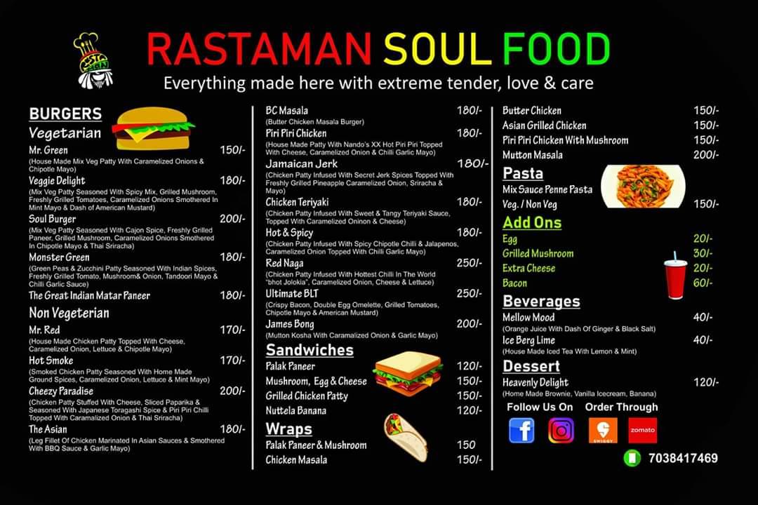 Rastamansoulfood menu