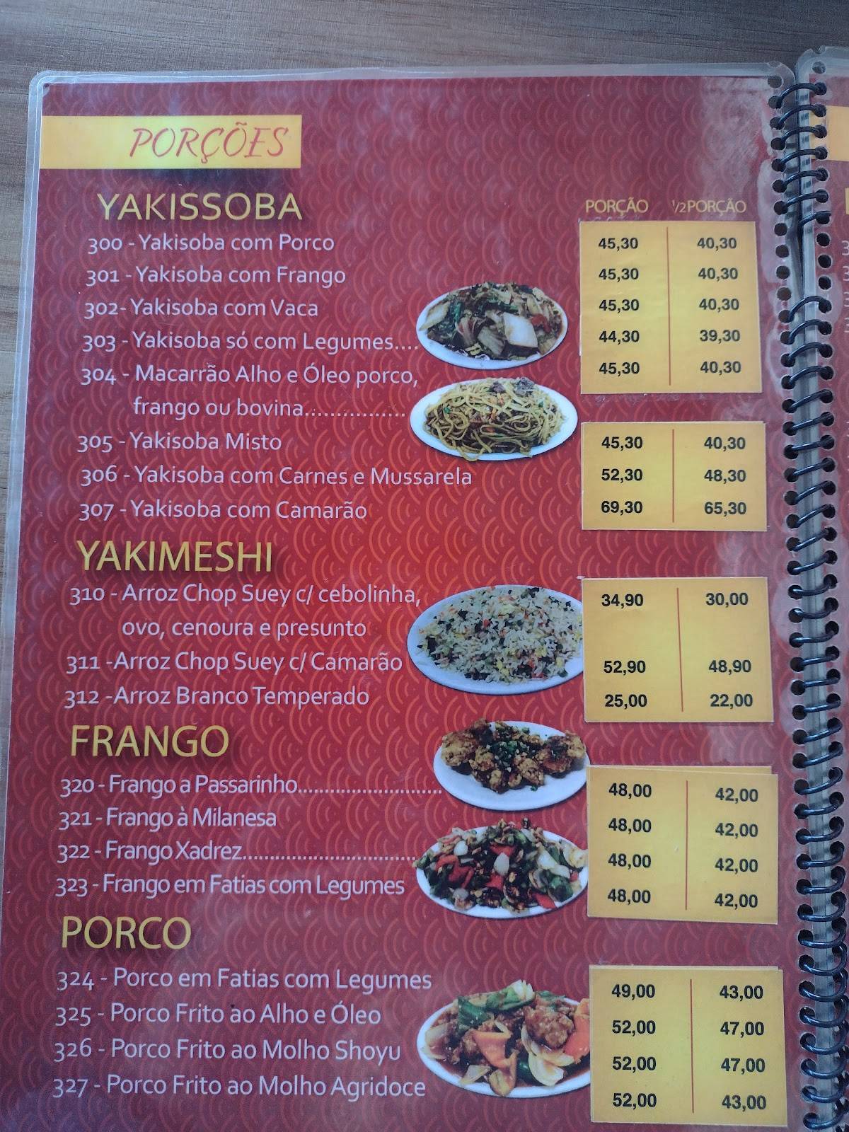 Recanto do Sabor Cozinha Chinesa cardápio